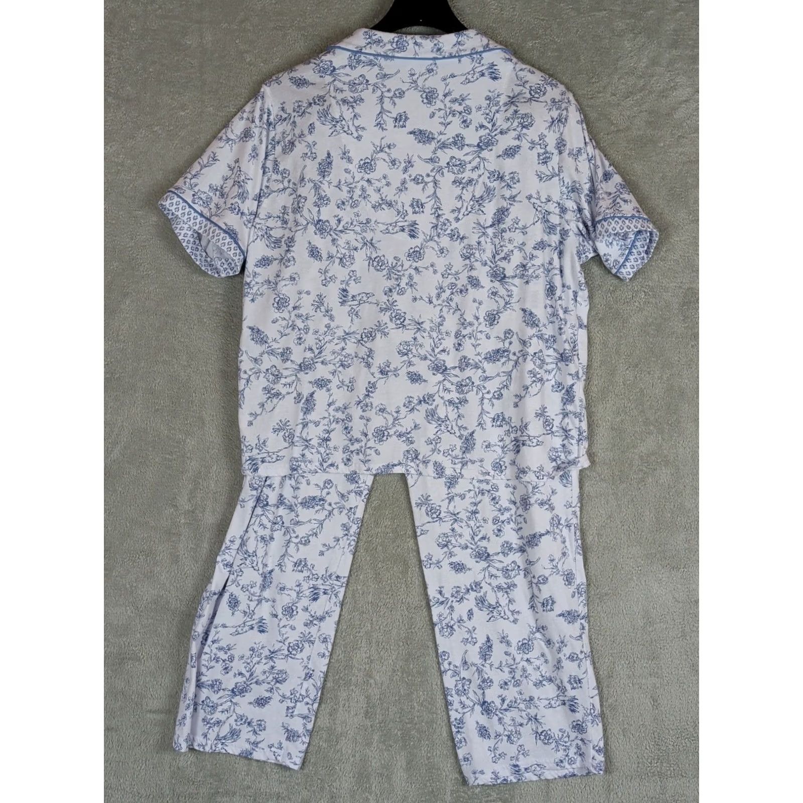 Laura Ashley Laura Ashley Women XL Blue Toile Floral Pajama Set Size ONE SIZE - 5 Thumbnail