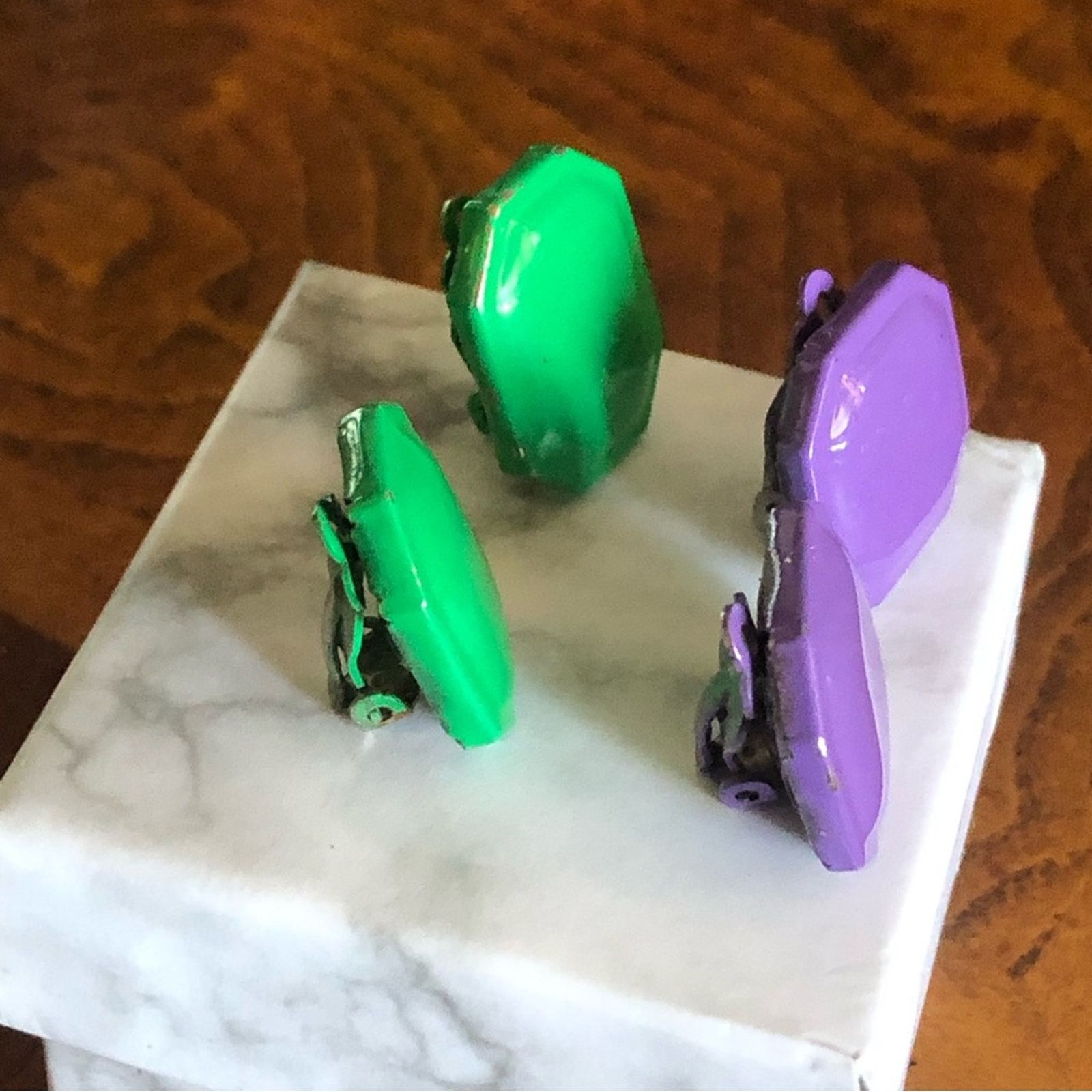 Vintage Vintage set of two pairs painted metal clip on earrings Size ONE SIZE - 2 Thumbnail
