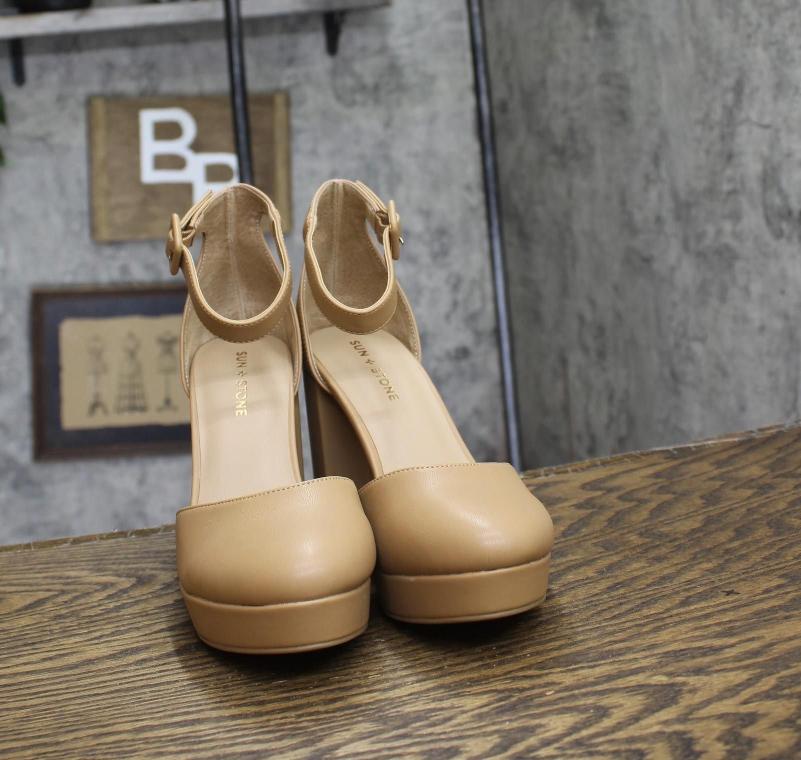 Other Nwt Sun + Stone Birdey Block-heel Sandals Nude Brown 9.5m Size US 9.5 / IT 39.5 - 3 Thumbnail