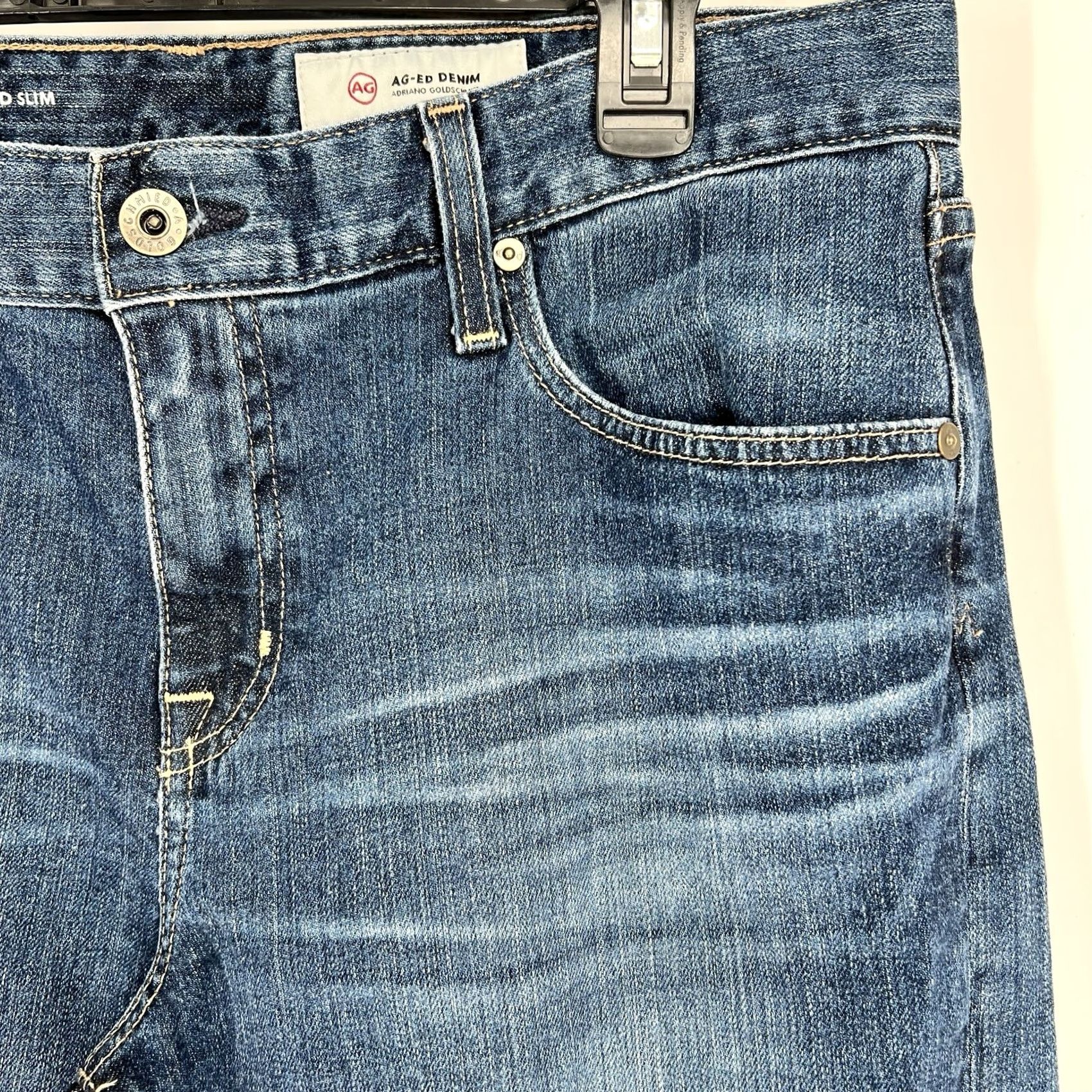 Vintage AG Adriano Goldschmied Jeans 31 Blue Boyfriend Slim Slim Jeans Womens 27in Inseam Blue Embroidered Logo Denim Cotton N/A Vintage No Ladies Size 24" / US 00 / IT 34 - 3 Thumbnail