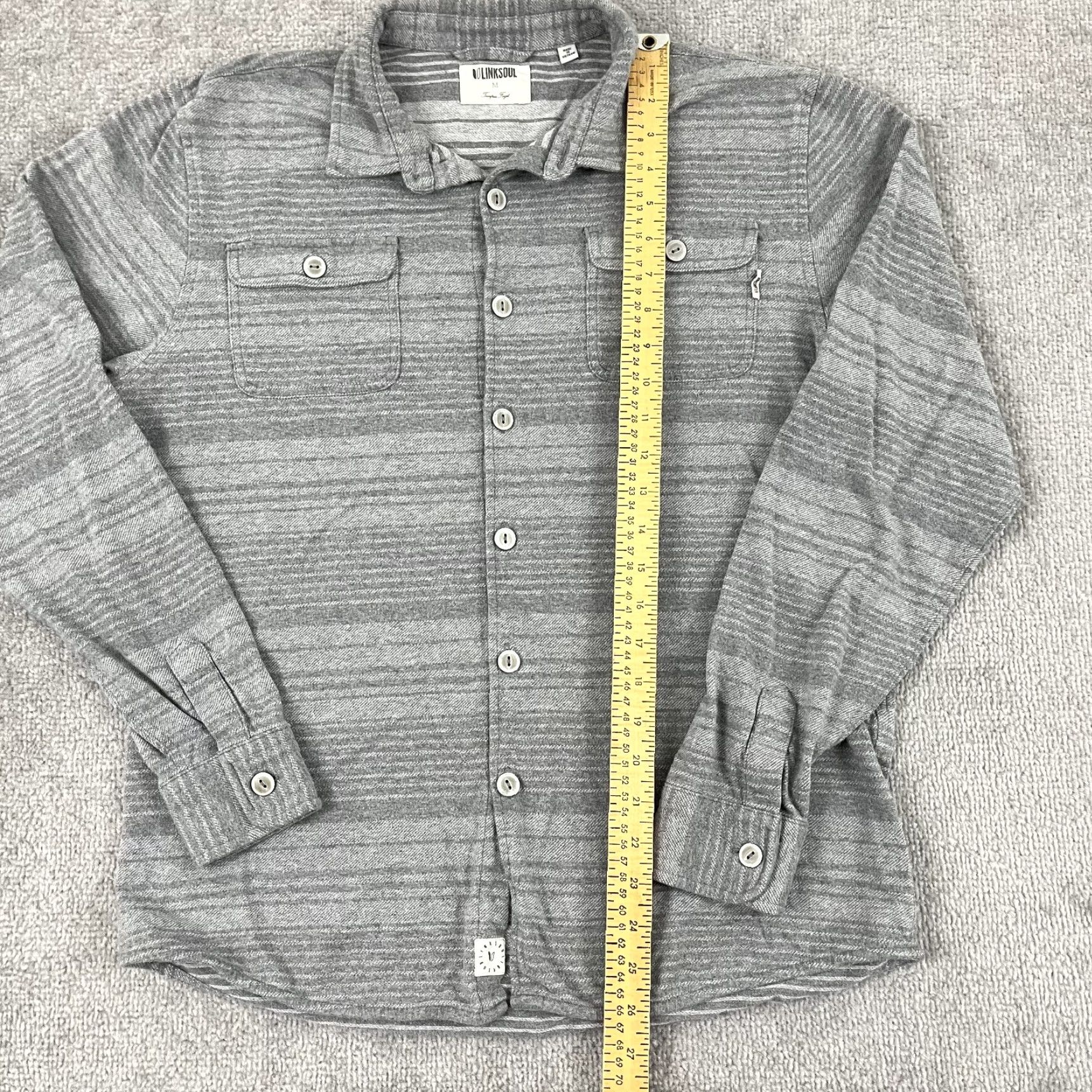 Vintage Linksoul Button-Up Shirt Mens Medium Gray Striped Long Sleeve Luxury Cotton Flannel Classic Outdoor Size US M / EU 48-50 / 2 - 5 Thumbnail