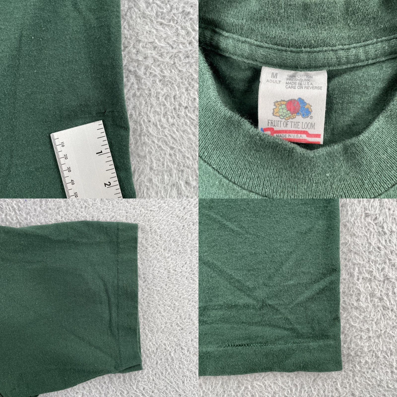 Fruit Of The Loom VINTAGE Fruit of the Loom Men’s M Green Single Stitch Shirt USA 90s Crew Neck Short Sleeve Cotton T-Shirt Size US M / EU 48-50 / 2 - 8 Thumbnail