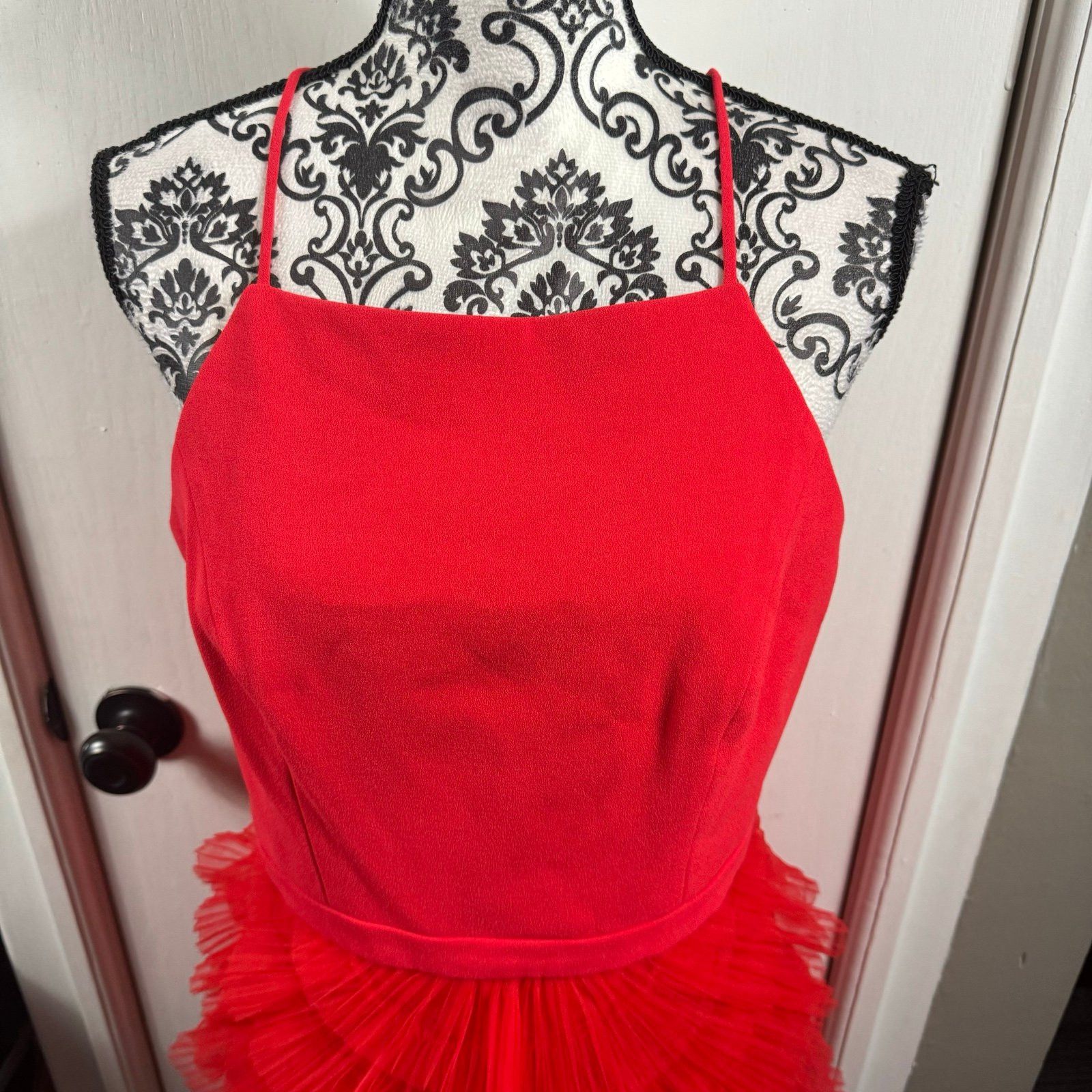 Bcbgmaxazria BCBMAXAZRIA Women's Red Tulle Mini Cassandra Party Dress Size L / US 10 / IT 46 - 5 Thumbnail