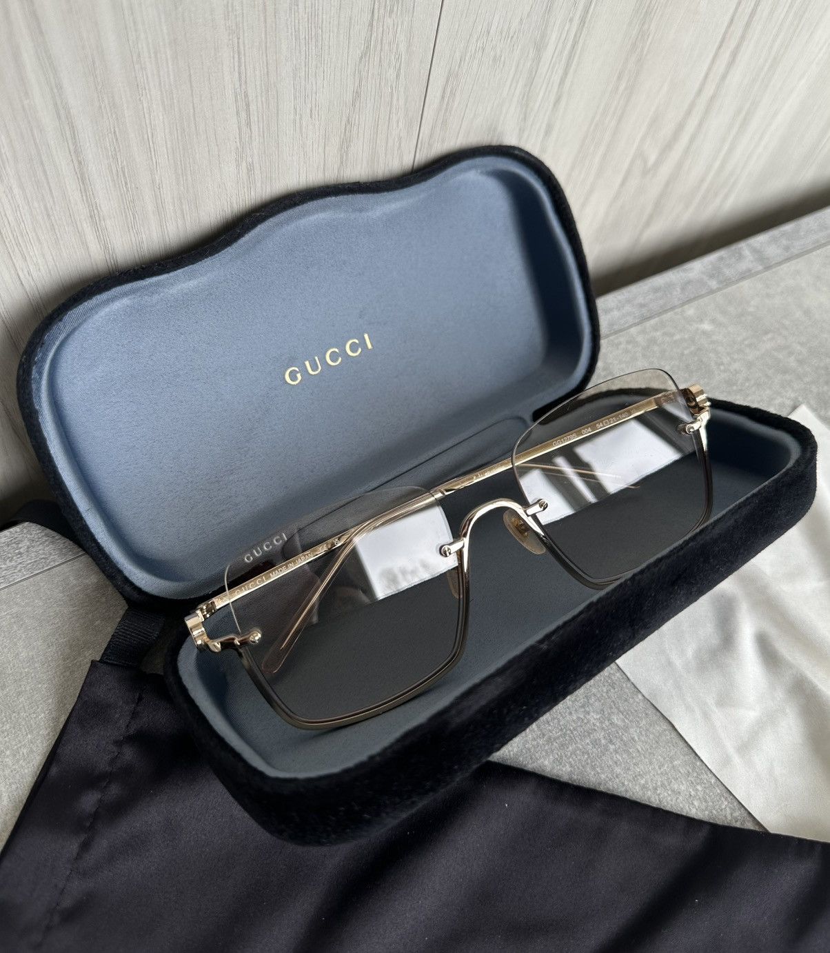 Gucci Gucci GG1279S 004 Gold Rimless Square Sunglasses Japan Size ONE SIZE - 3 Thumbnail