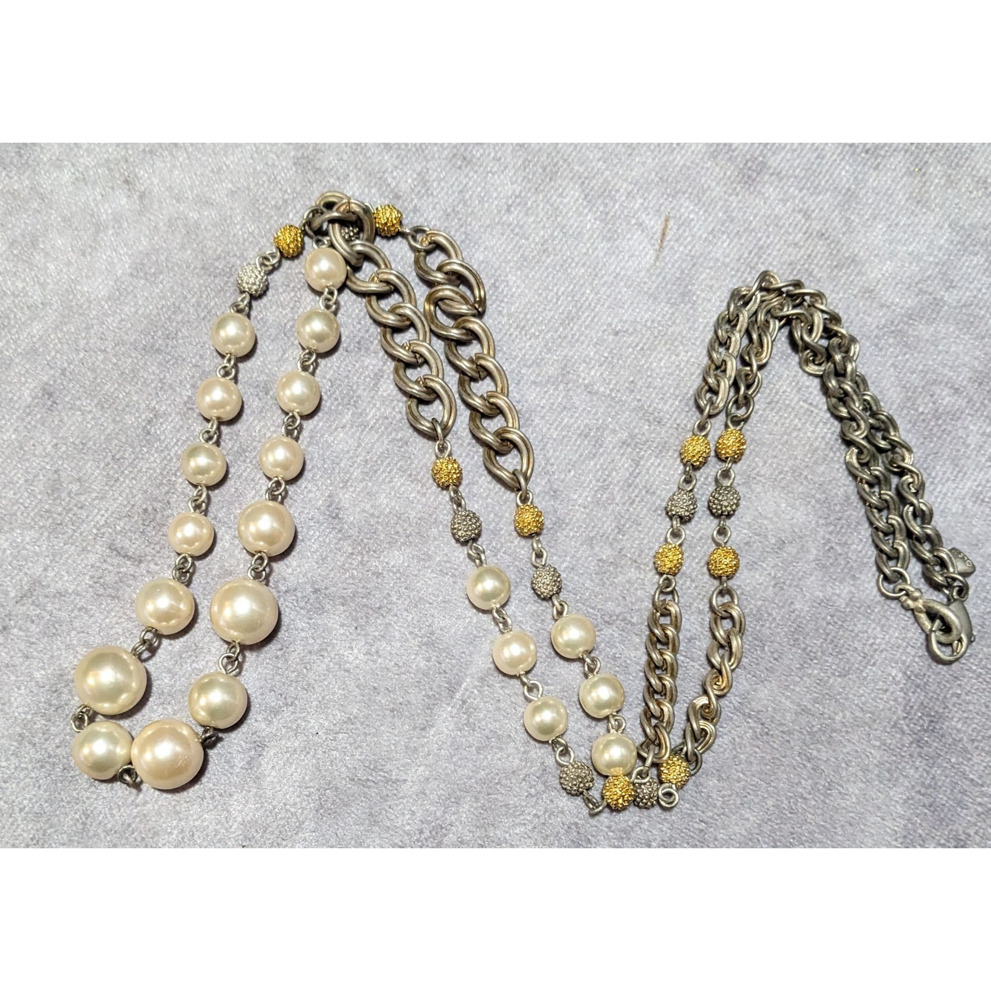Other Vintage 80s Liz Claiborne Faux Pearl Multi Tone Metallic Nec Size ONE SIZE - 7 Thumbnail