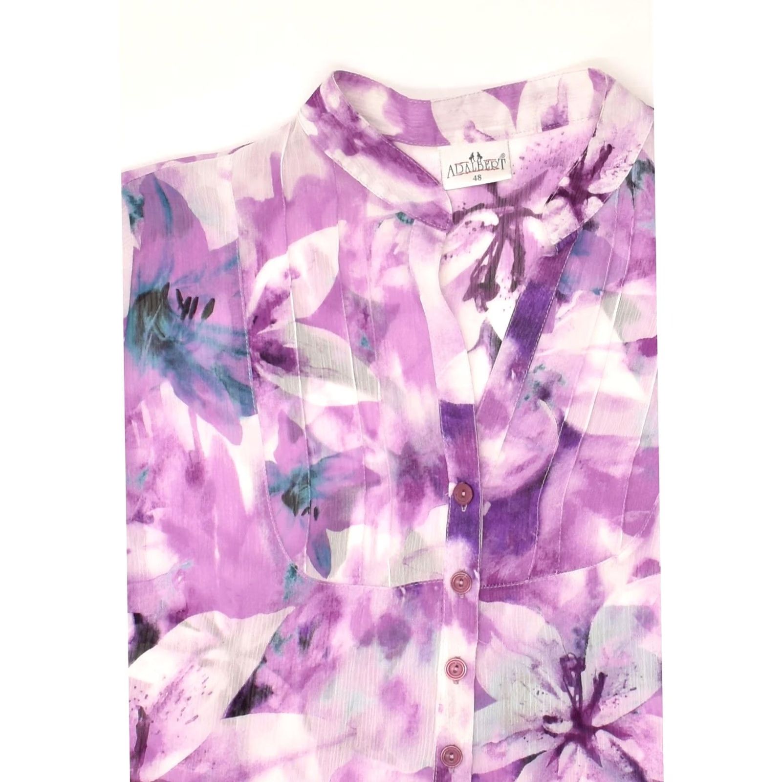 Vintage VINTAGE Womens Shirt XL Purple Floral Cotton IT 48 Short Sleeve Size XL / US 12-14 / IT 48-50 - 3 Thumbnail
