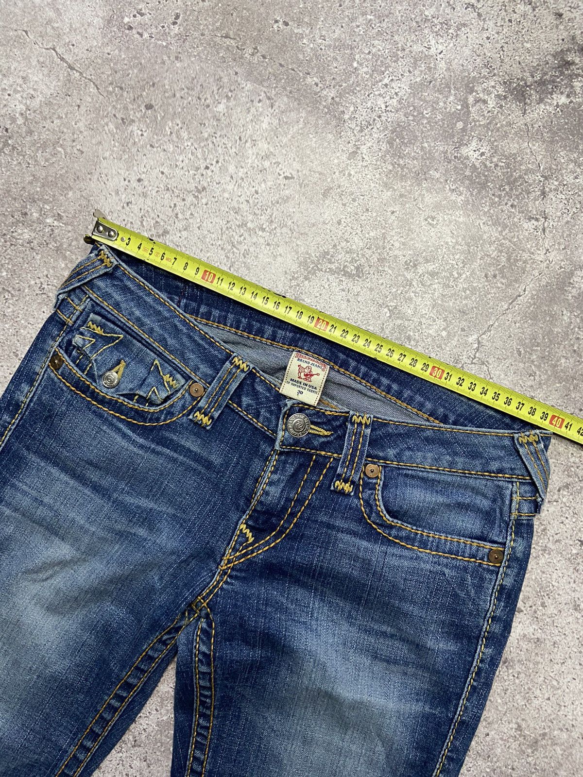 Hysteric Glamour × Japanese Brand × True Religion Flared TRUE RELIGION with Orange Stitching Low Rise jeans Size 30" / US 8 / IT 44 - 7 Thumbnail
