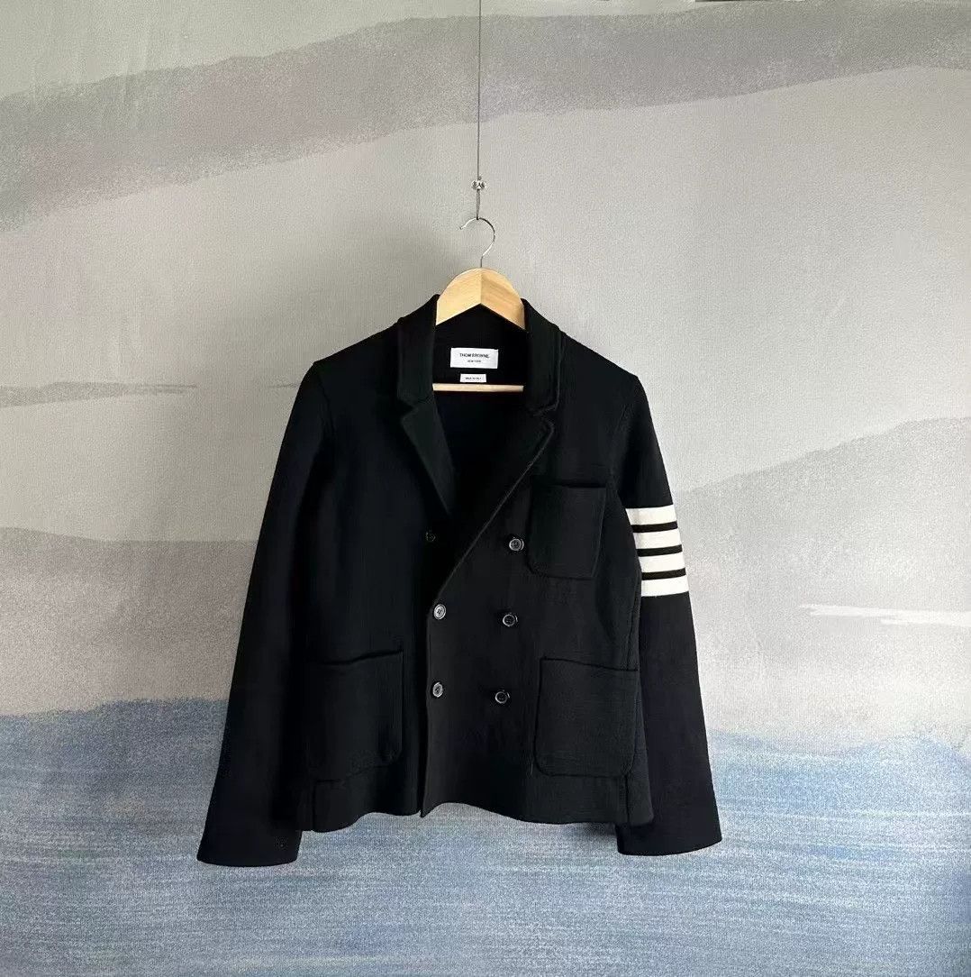 Thom Browne thom browne black wool double-breasted jacket Size US M / EU 48-50 / 2 - 1 Thumbnail
