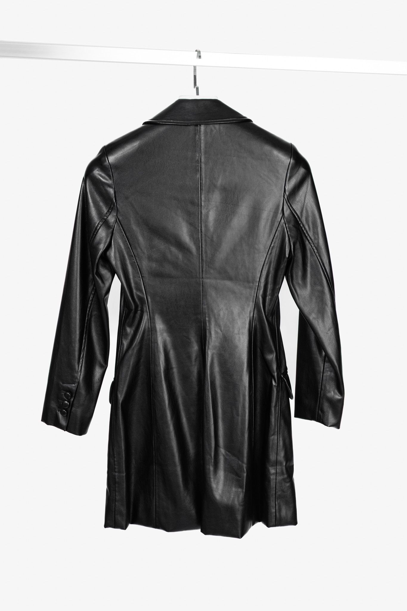 black faux leather blazer dress Vegan Leather Cut Out Blazer Dress
