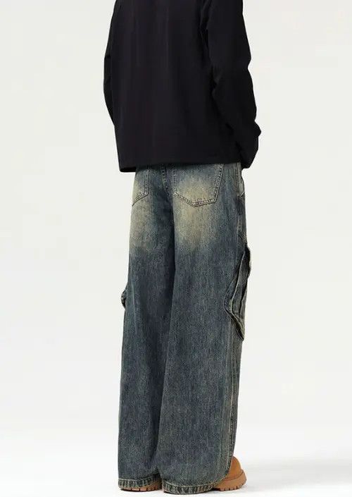 VIBE American street retro men's loose cargo baggy jeans Size US 32 / EU 48 - 5 Thumbnail