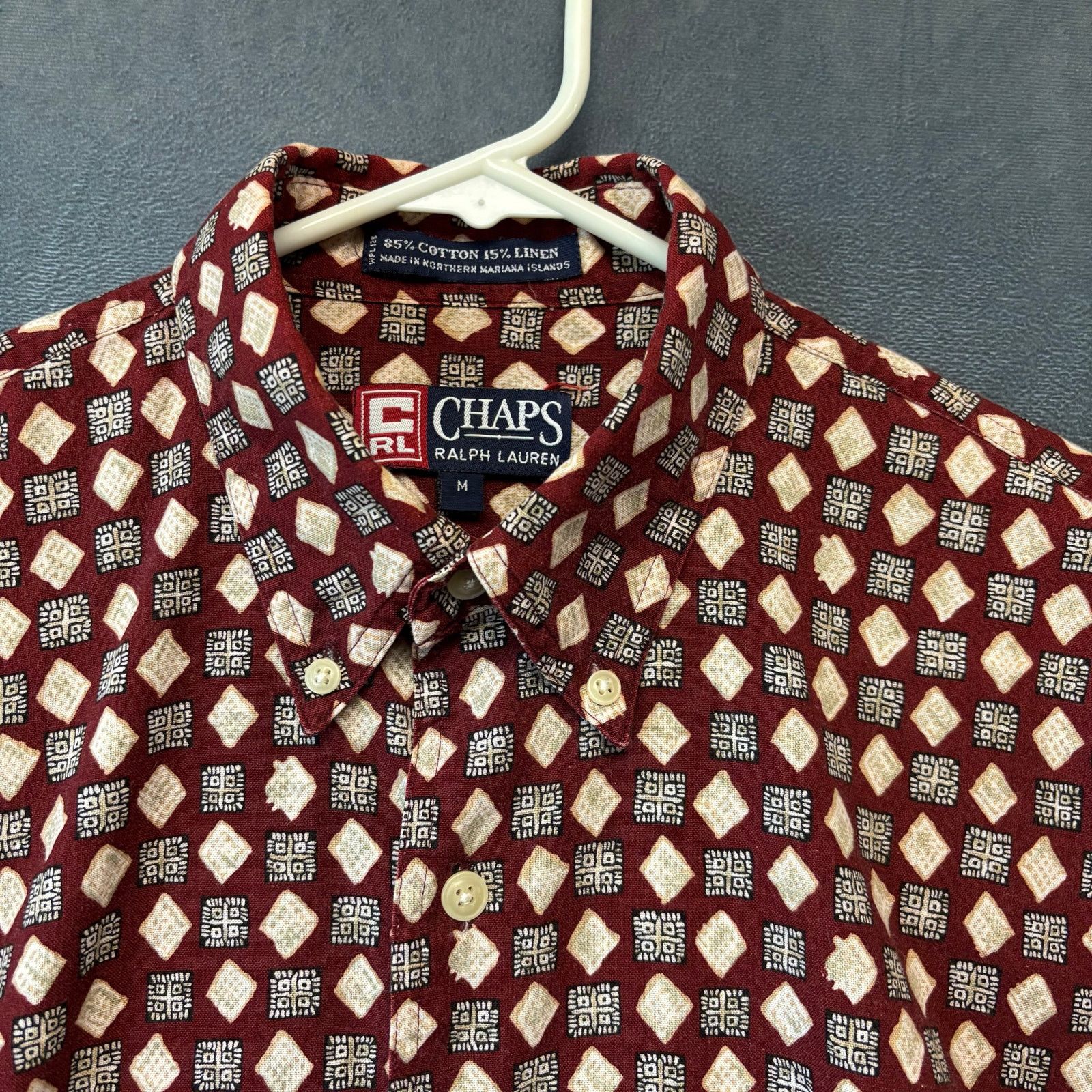 Chaps Ralph Lauren Ralph Lauren Chaps Shirt Linen Blend Geometric Pattern Size US M / EU 48-50 / 2 - 4 Thumbnail
