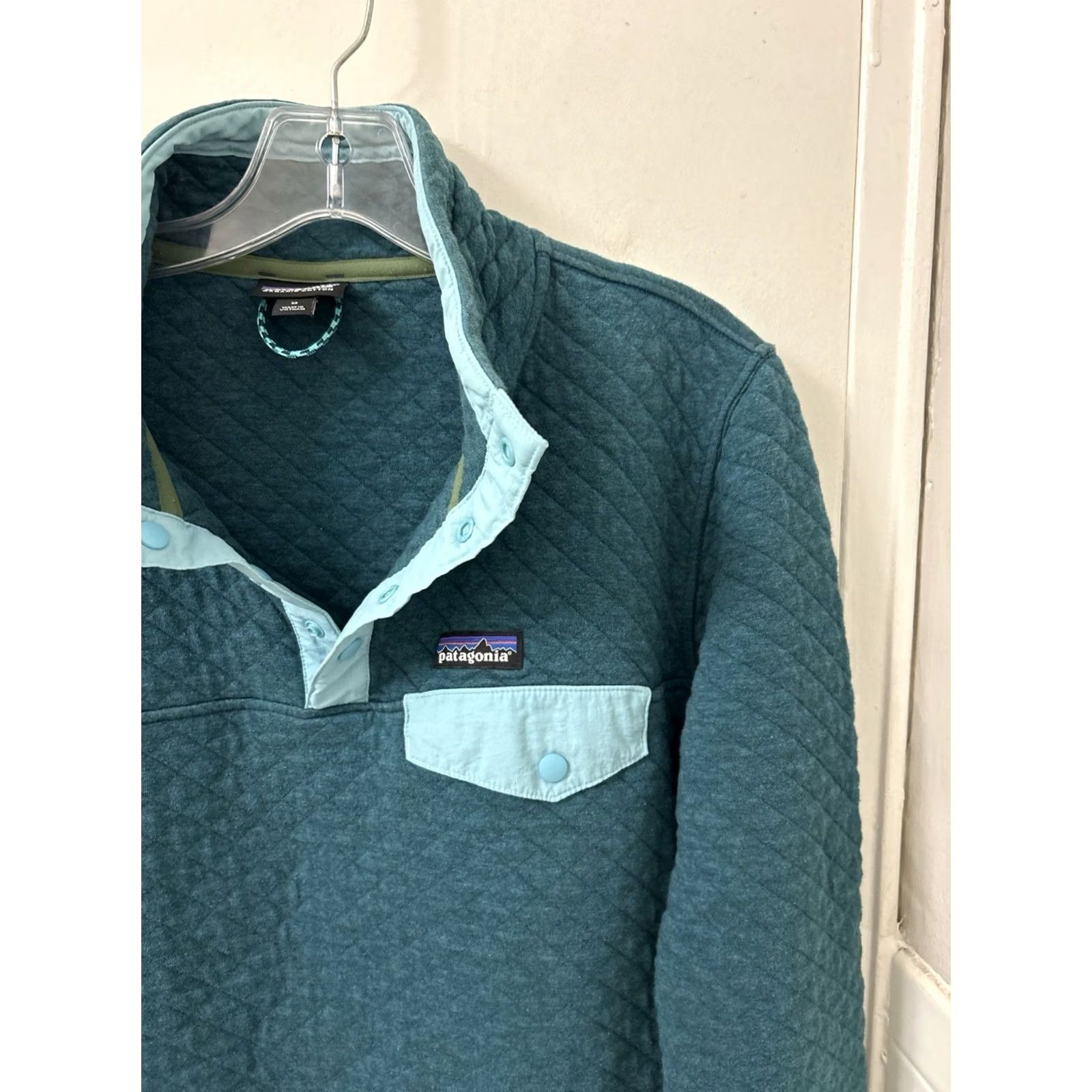 Patagonia Patagonia Organic Cotton Quilt Snap-T Pullover Womens M Teal Jacket L/S 25281 Size M / US 6-8 / IT 42-44 - 4 Thumbnail