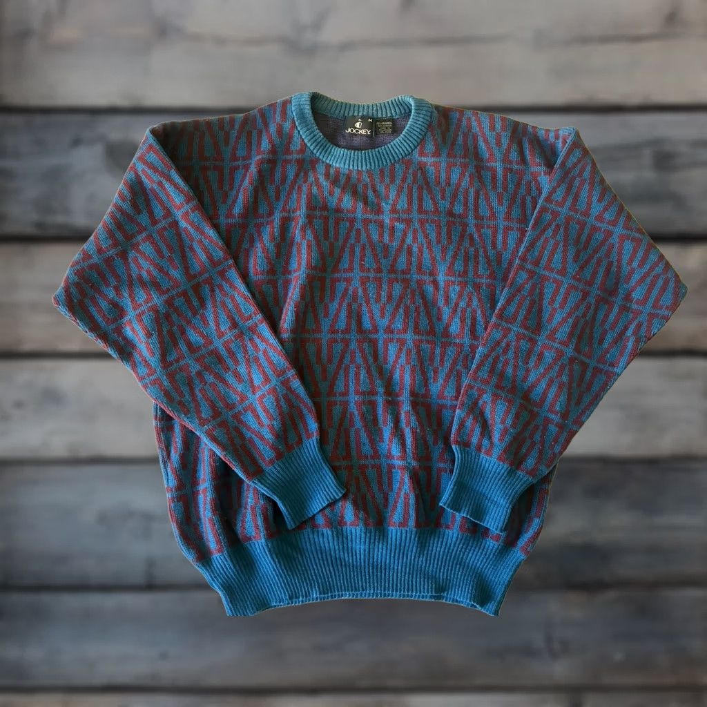 Jockey Jockey Sweater Wool Mens M Long Sleeve Crew Neck Multicolor Geometric Pullover Size US M / EU 48-50 / 2 - 1 Thumbnail