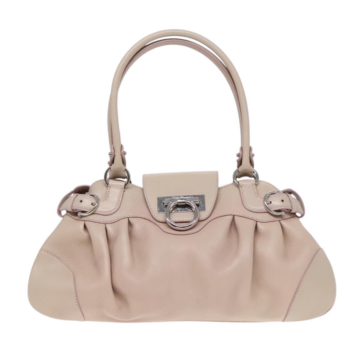 Salvatore Ferragamo Gancini Beige Leather Handbag (Pre-Owned) Size ONE SIZE - 1 Thumbnail