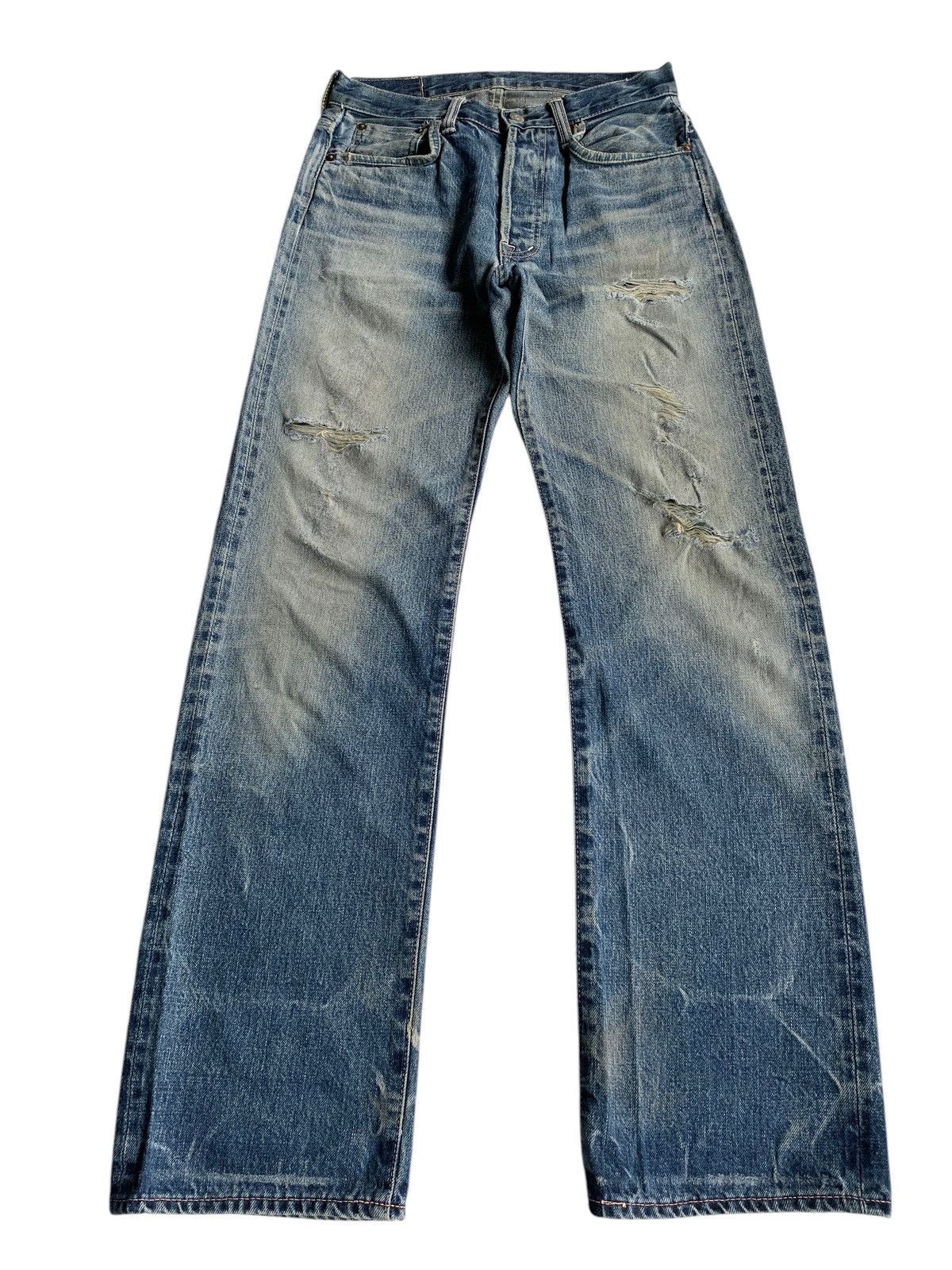 OMNIGOD OMNIGOD JAPANESE BUTTON FLY SELVEDGE DISTRESSED DENIM🎌 Size US 28 / EU 44 - 2 Thumbnail
