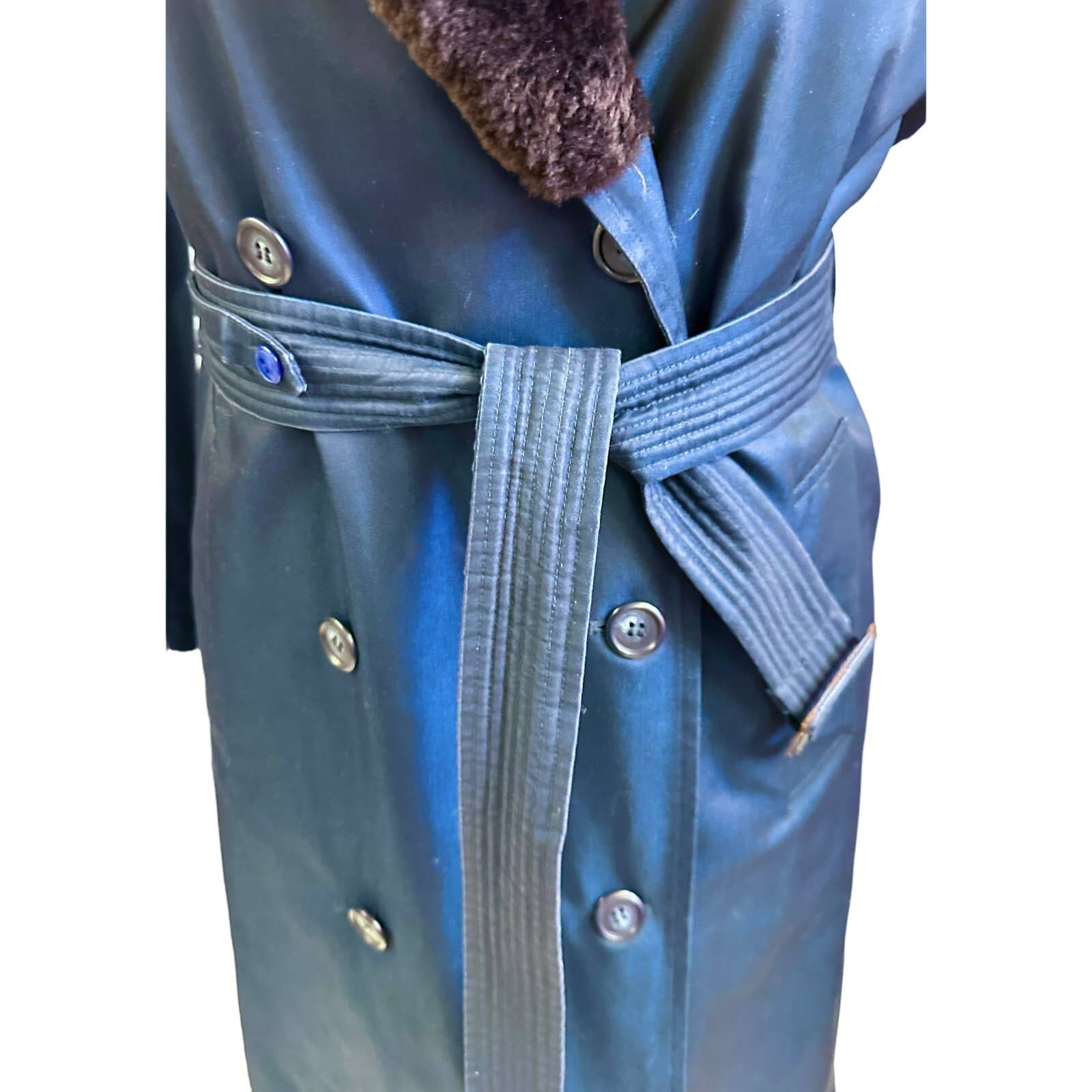 Dior Christian Dior VTG Trench Coat Blue Faux Fur Lining 70s S Size M / US 6-8 / IT 42-44 - 3 Thumbnail