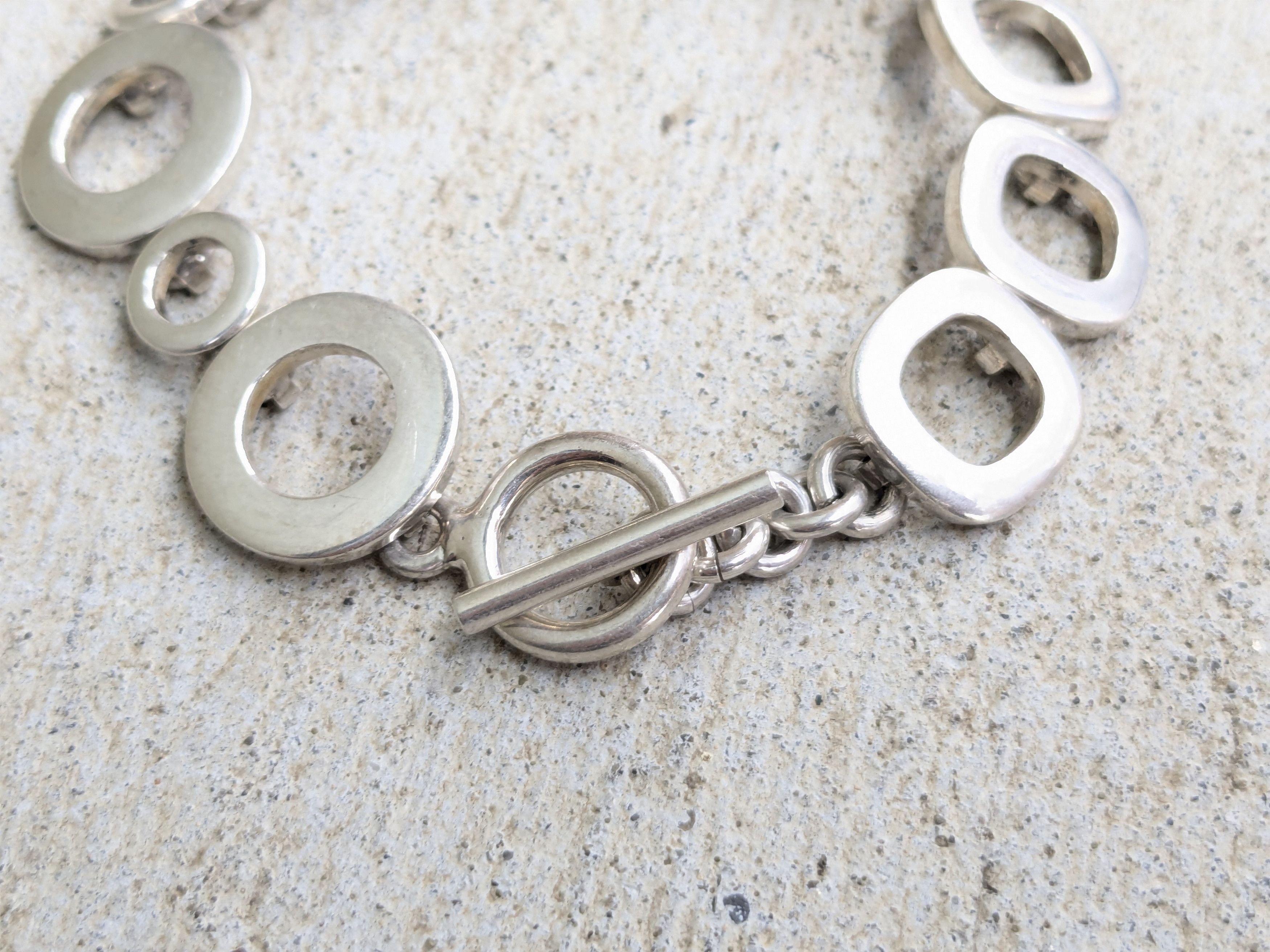 Sterling Silver × Vintage Sterling Silver Bracelet Round Square Modern Abstract Size ONE SIZE - 3 Thumbnail