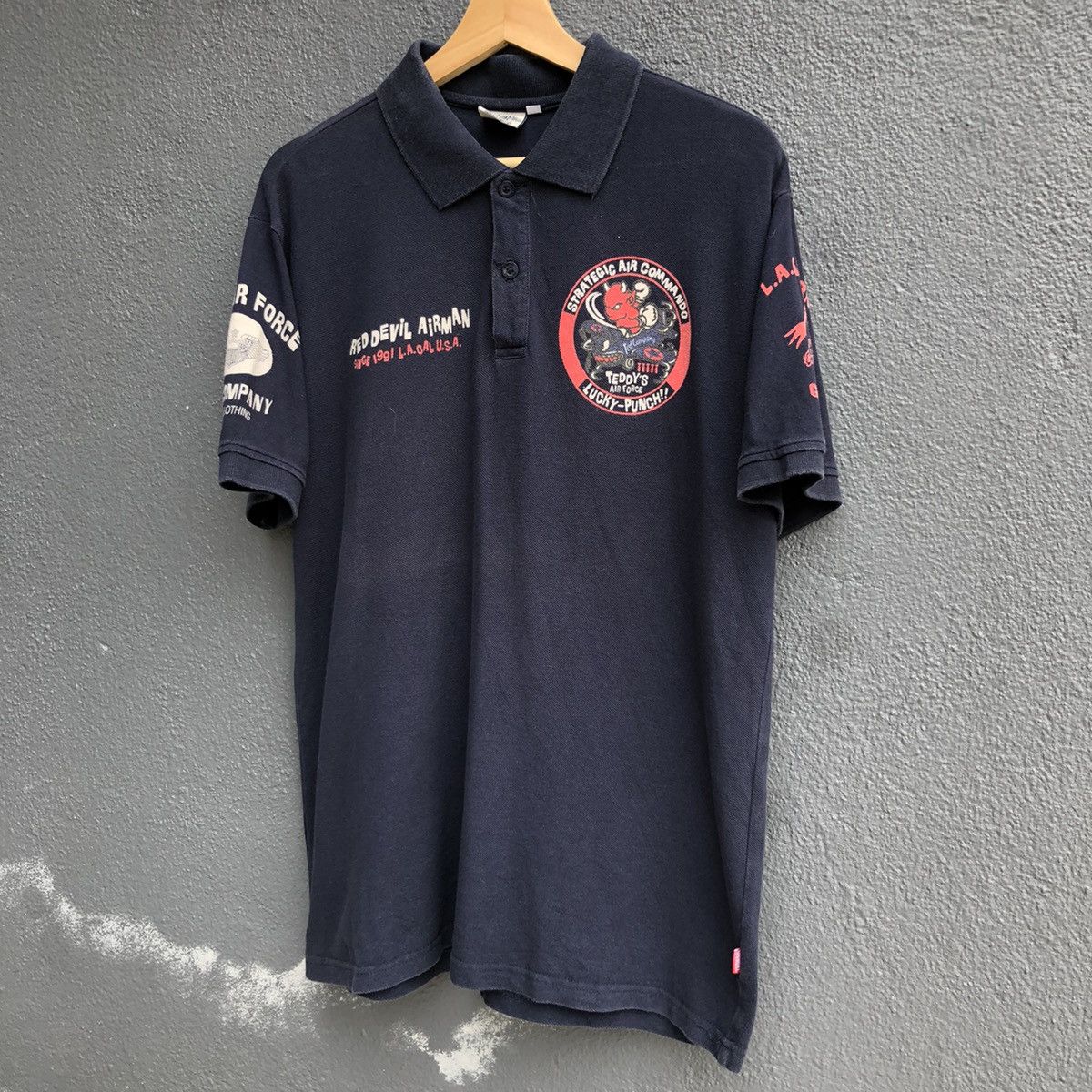 Japanese Brand TED COMPANY Red Devil Airman Polo Tshirt Size US L / EU 52-54 / 3 - 6 Thumbnail