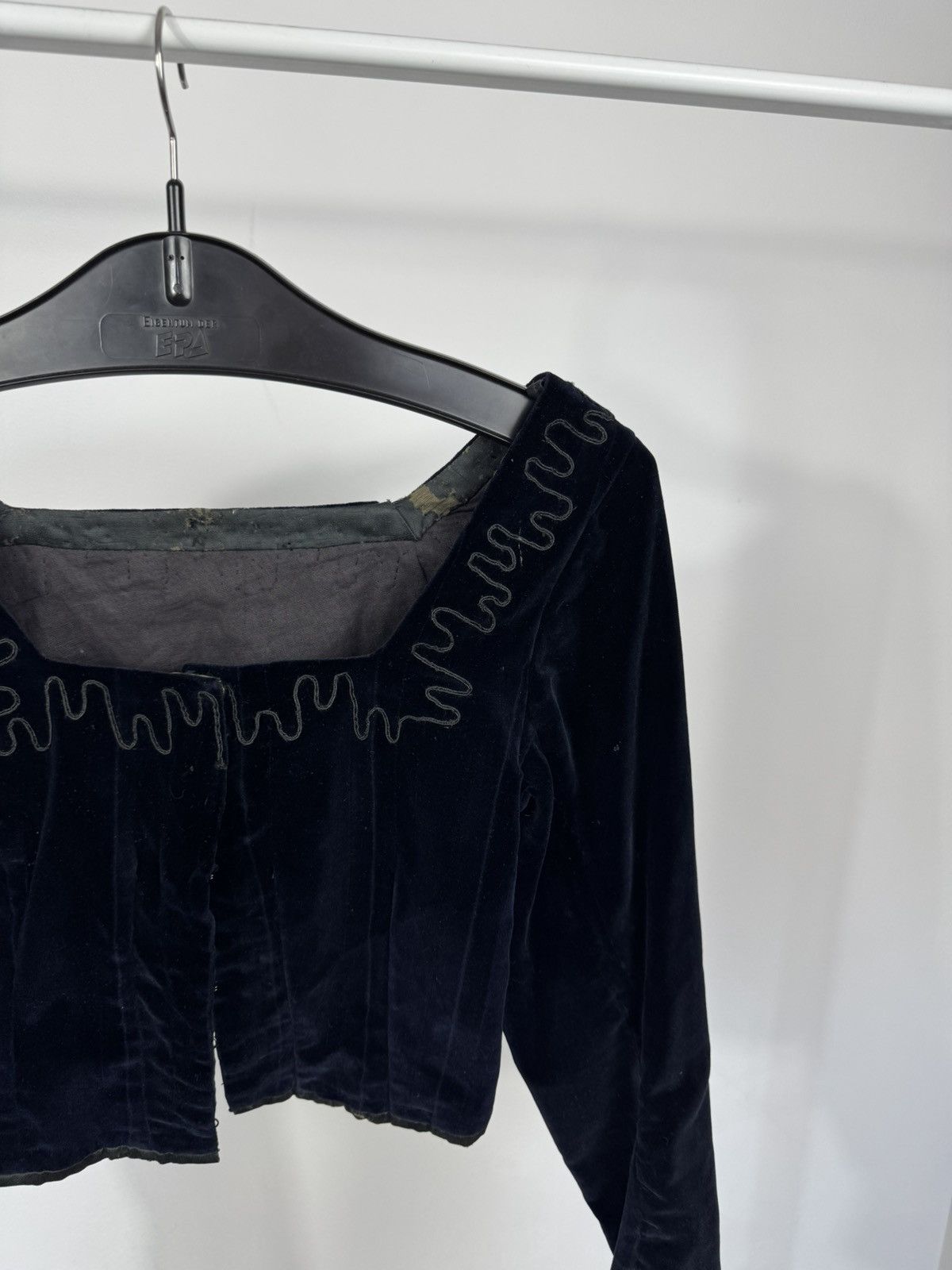 Other Antique Vintage Victorian Black Velvet Corset Blouse Top Size XS / US 0-2 / IT 36-38 - 3 Thumbnail