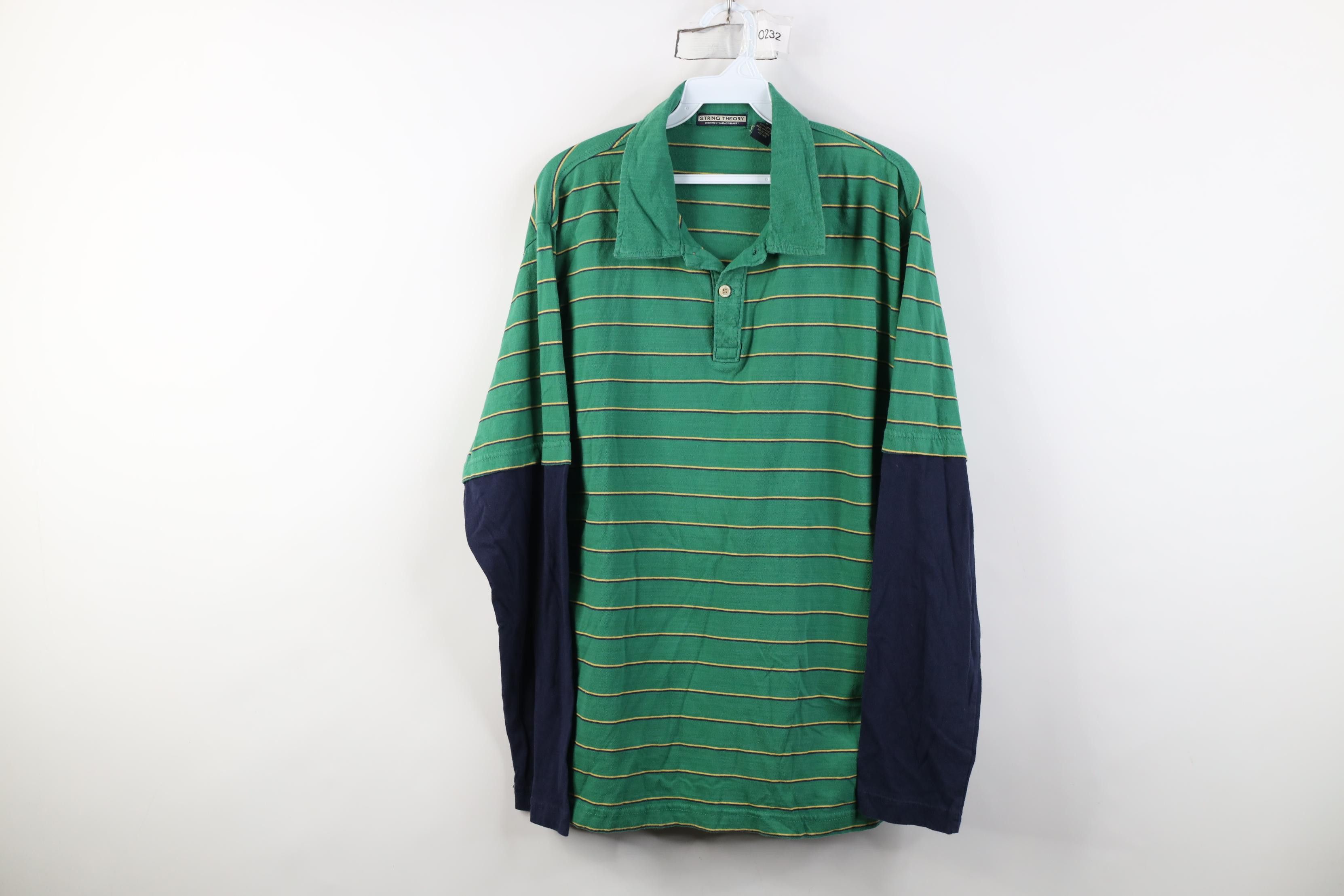 Vintage Vintage 90s Y2K Streetwear Striped Long Sleeve Polo Shirt Size US L / EU 52-54 / 3 - 1 Thumbnail
