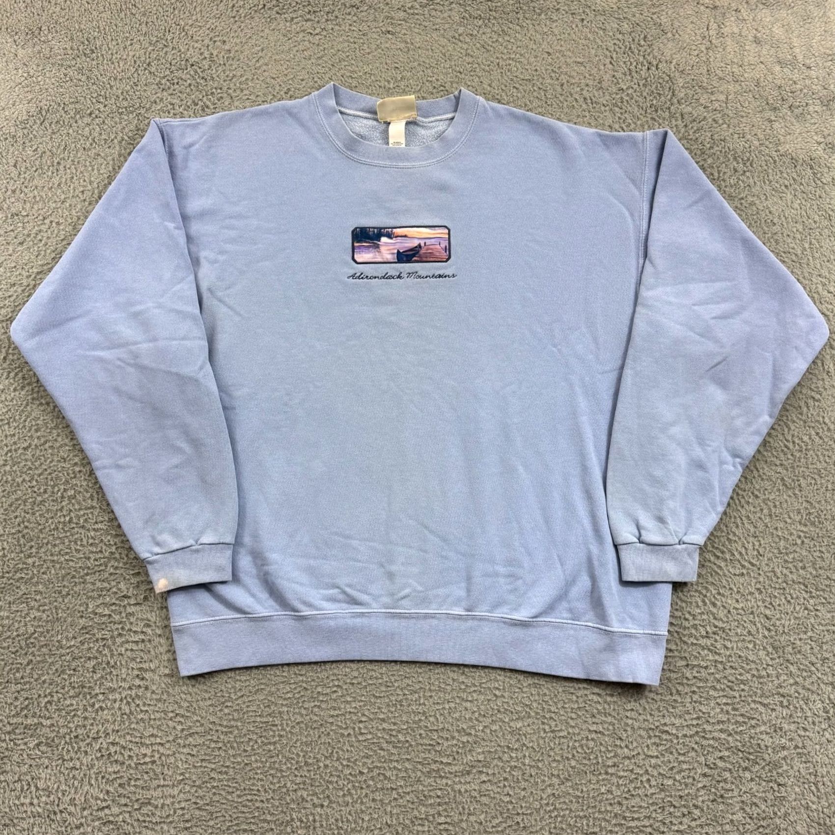 Vintage VINTAGE Adirondack Mountains Sweatshirt Unisex Adults XL Blue 90s Graphic Print Pullover Cotton Fleece Size US XL / EU 56 / 4 - 2 Thumbnail