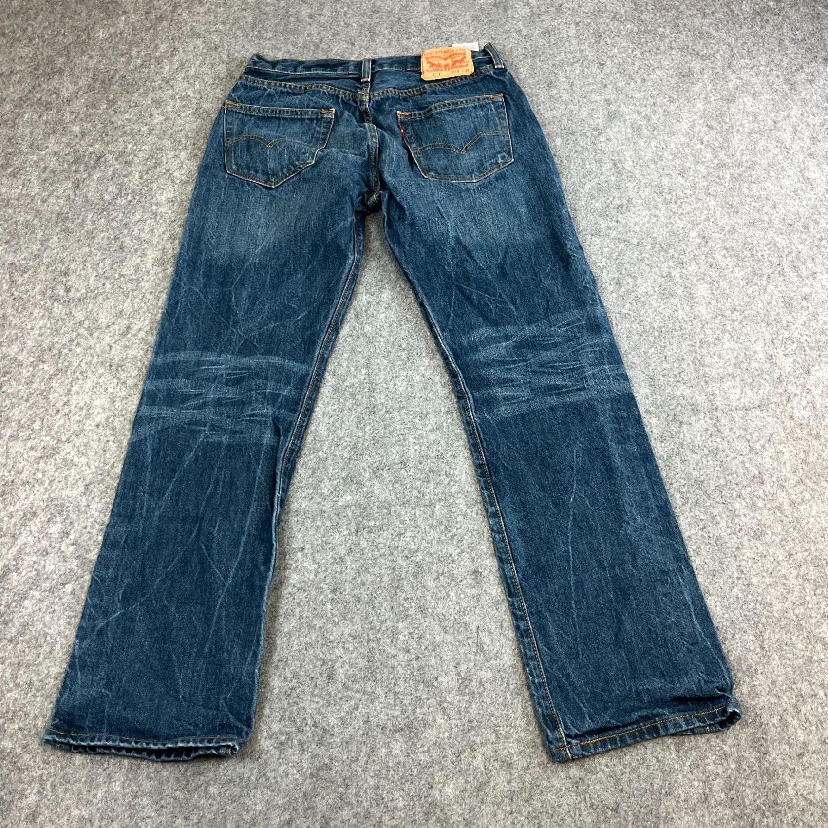 Levi's Levi's 501 Jeans Regular Straight 30 Dark Wash Blue Button Fly Cotton Men's Size US 30 / EU 46 - 2 Thumbnail