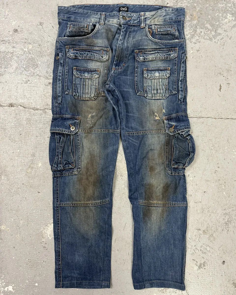 Dolce & Gabbana AW2005 Dolce & Gabbana Destroyed Cargo Denim Jeans Size US 33 - 2 Thumbnail