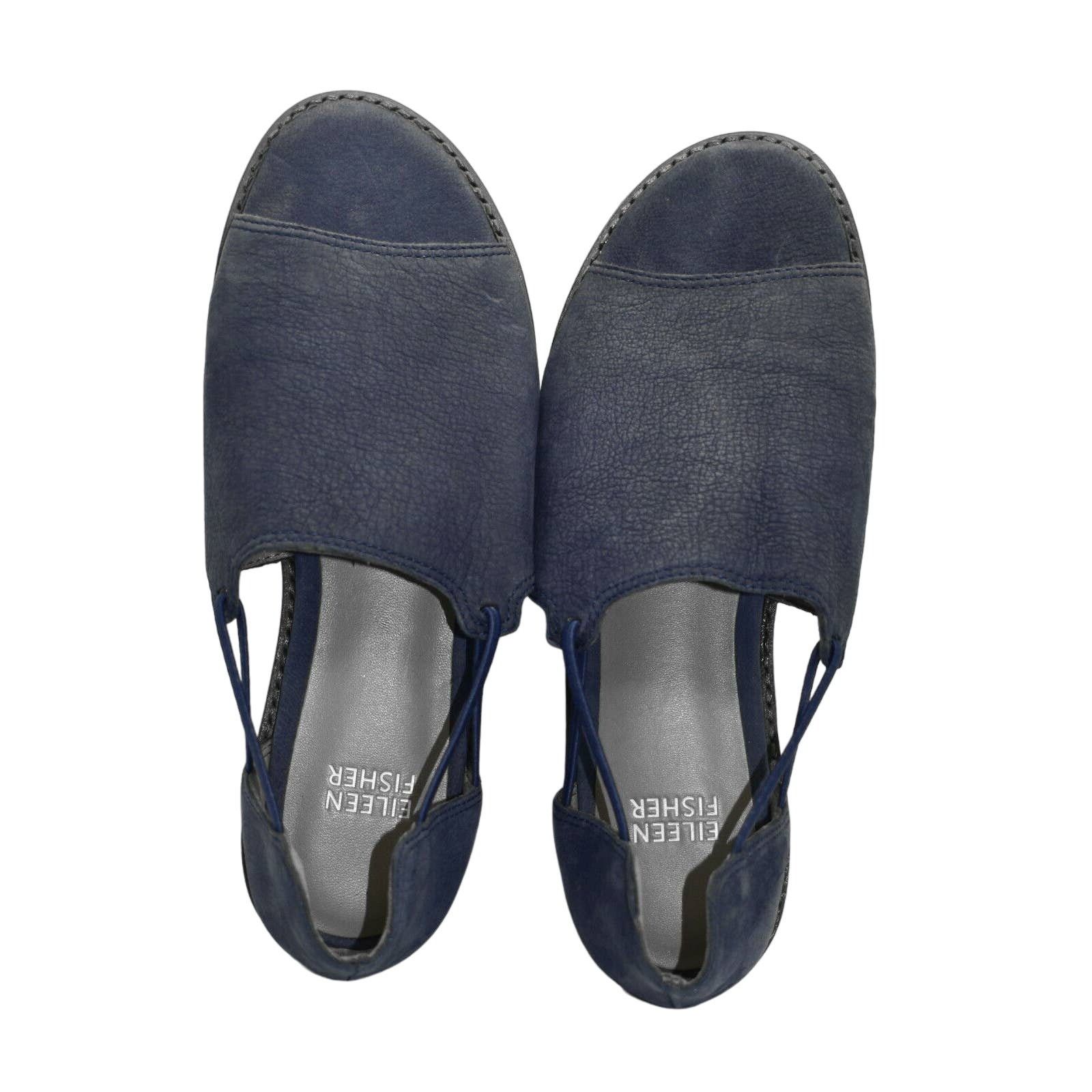 Eileen Fisher B0 NEW EILEEN FISHER Spell Navy Nubuck Sandal Shoes 6 $185 Size US 6 / IT 36 - 4 Thumbnail