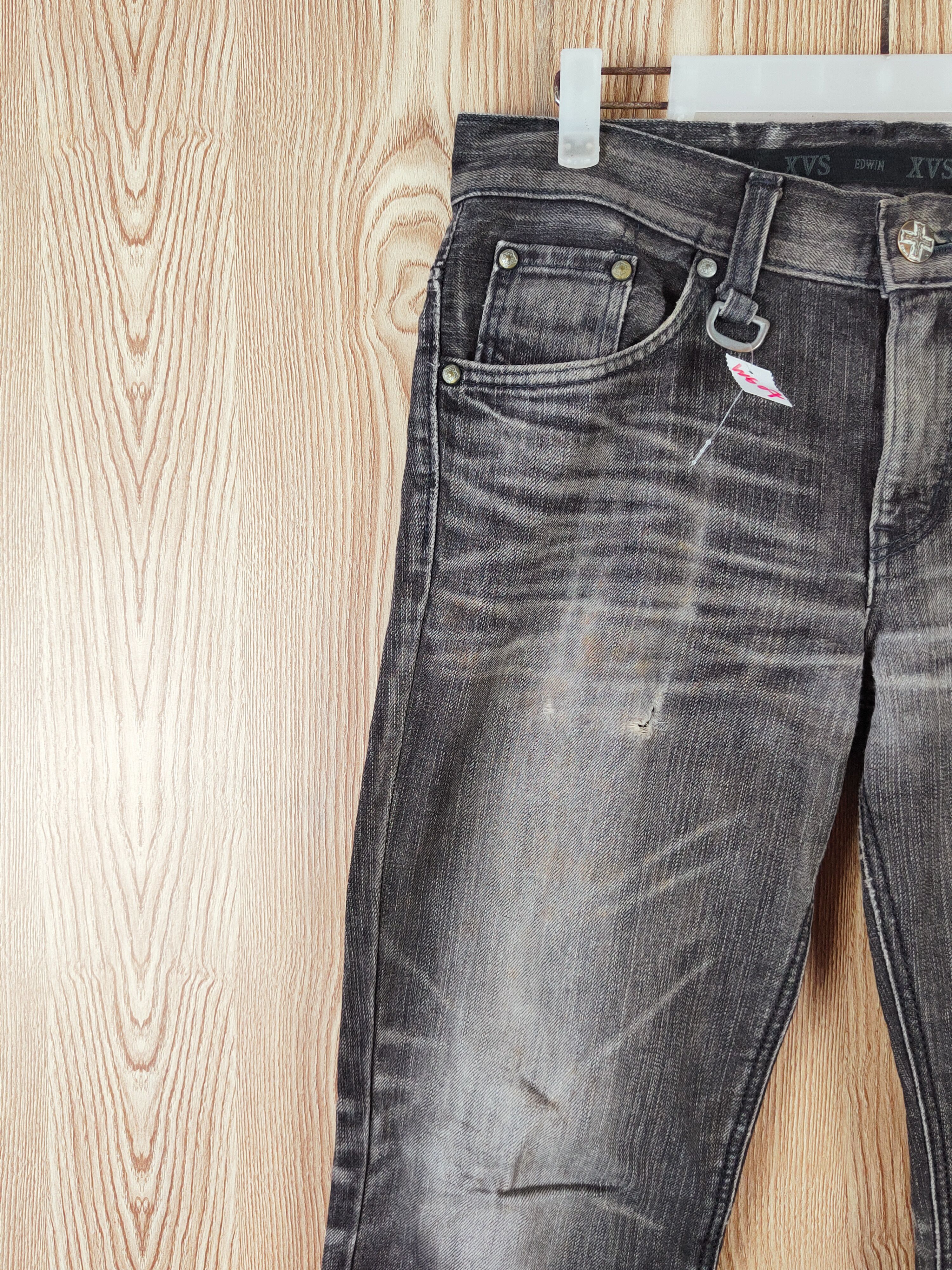Edwin Edwin XVS Black Faded Distressed Ripped Jeans #W607 Size US 29 - 3 Thumbnail