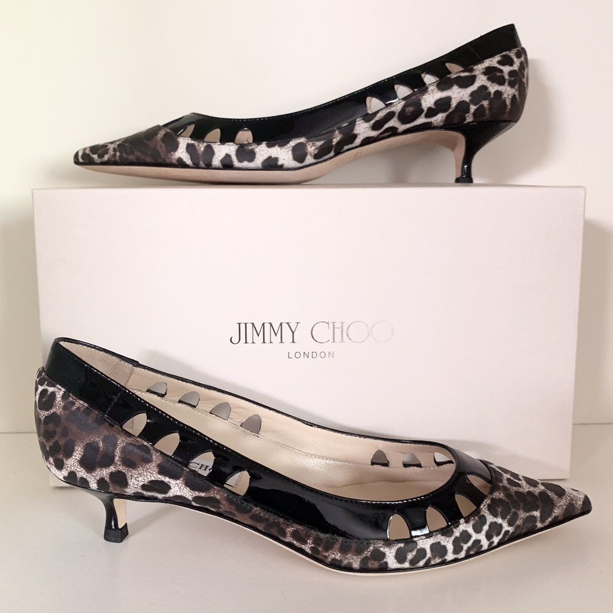 Jimmy Choo Jimmy chop leather leopard kitten heels Size US 7 / IT 37 - 15 Thumbnail