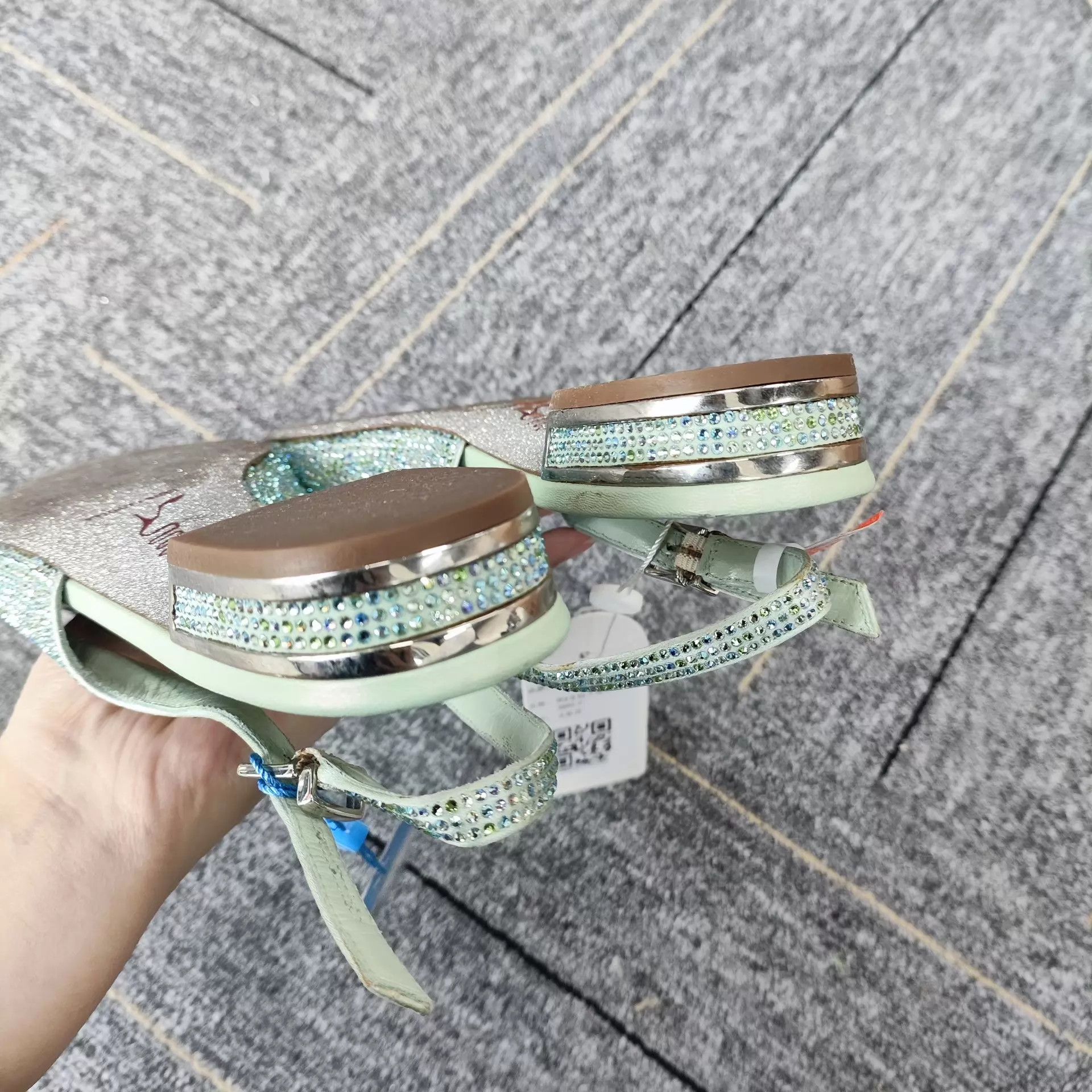 Rene Caovilla RC Rhinestone Flats Women's Green 39.5 Size US 9 / IT 39 - 6 Thumbnail