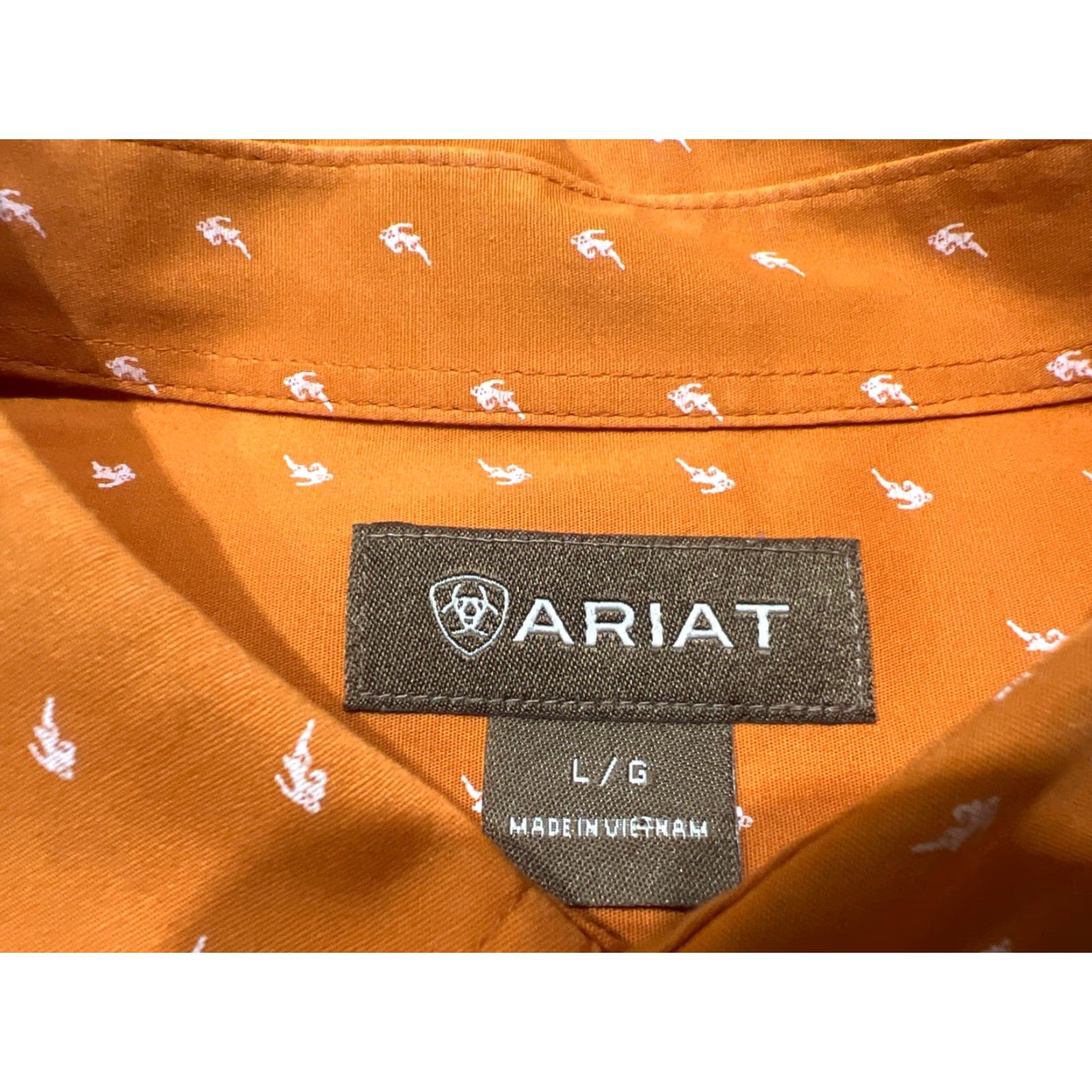 Ariat Ariat Graphic Print Long Sleeve Western Button-Up Shirt Men's Large Orange Pro Series Size US L / EU 52-54 / 3 - 5 Thumbnail