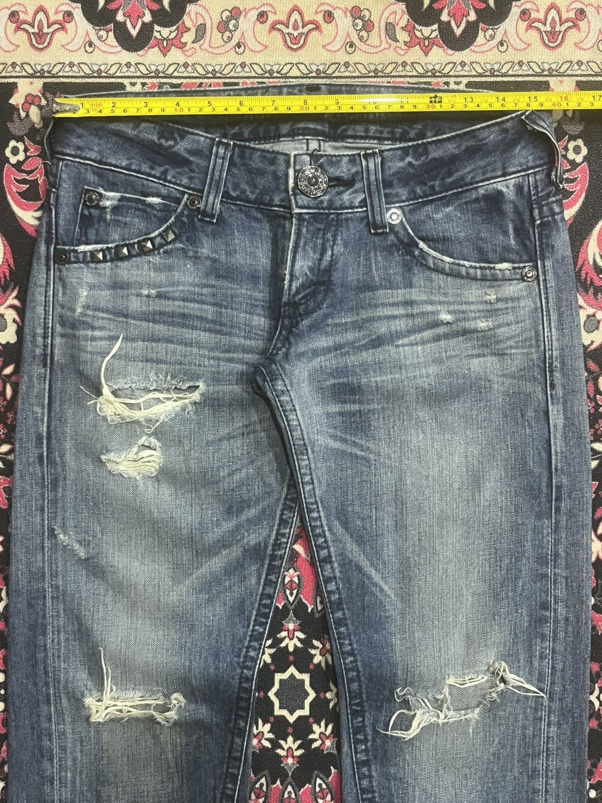 If Six Was Nine Japanese Brand Venus Fragment Design Studded Rip Flare Jeans Size 30" / US 8 / IT 44 - 13 Thumbnail