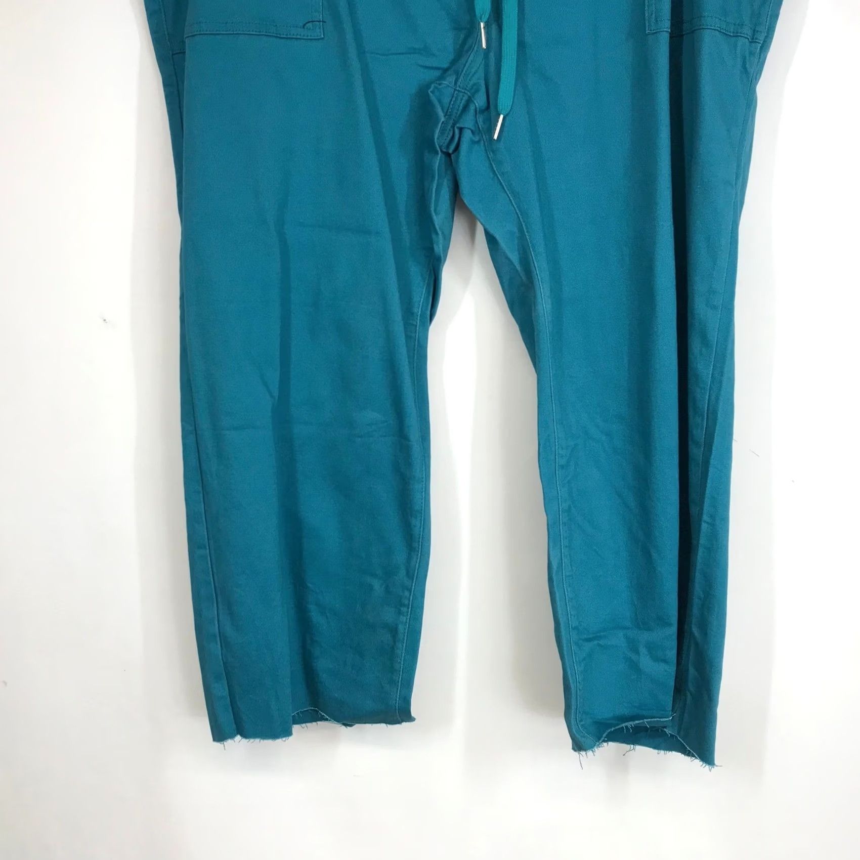 Vintage YMI Jeans USA Women's Teal Green Cargo Jogger Pants Sz 3X Frayed Hem Drawstring Size 40" / US 18 - 3 Thumbnail