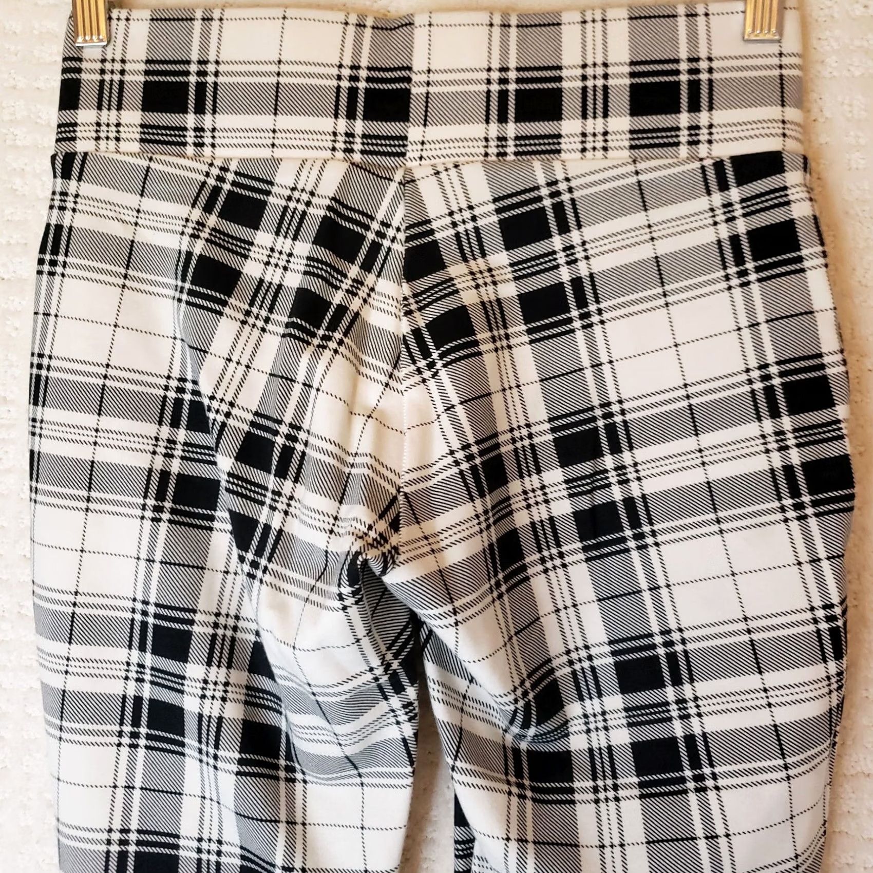 Vintage MeMoi Women's Leggings Pants S/M Black White Plaid Shaping Stretch Size 28" / US 6 / IT 42 - 6 Thumbnail