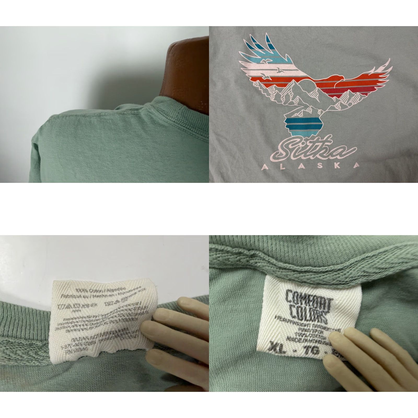Comfort Colors Sitka Alaska Shirt Men XL Green Cotton T-Shirt Crew Neck Short Sleeve Graphic Print Bird Nature Outdoor Decade 2000s (If applicable) Size US XL / EU 56 / 4 - 8 Thumbnail