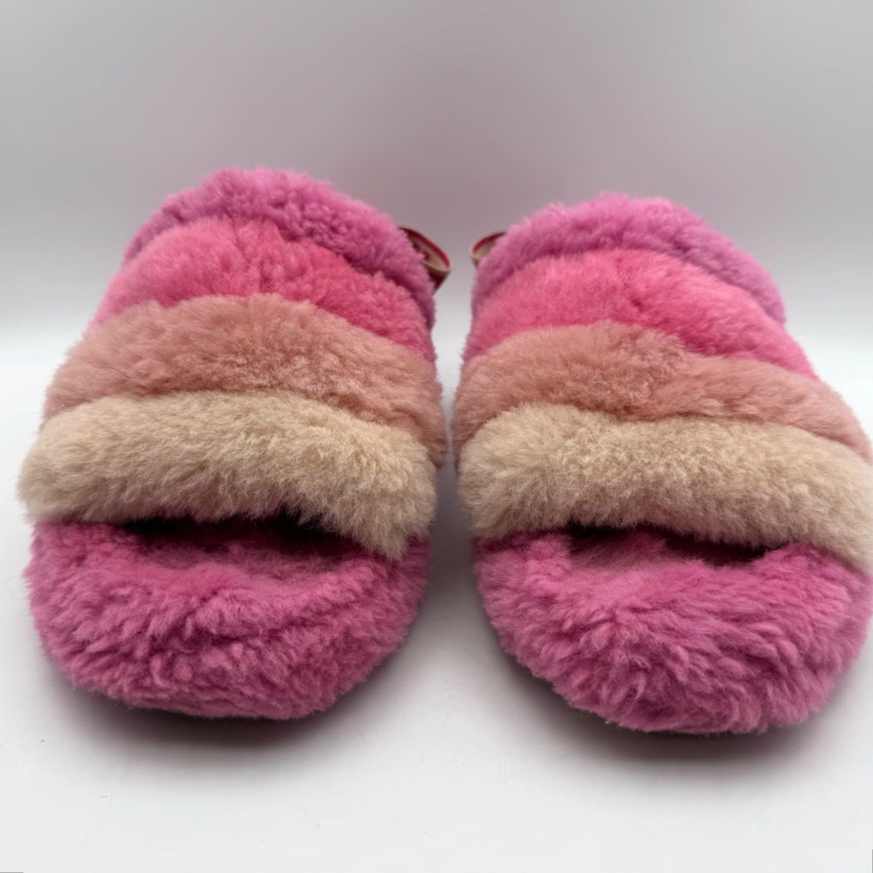 Ugg UGG Womens Fluff Yeah Slide Slipper Multicolor Pink Stripe Size 9 Pink Striped Faux Fur Upper Slipper Womens Shoes 9 Size US 9 / IT 39 - 2 Thumbnail