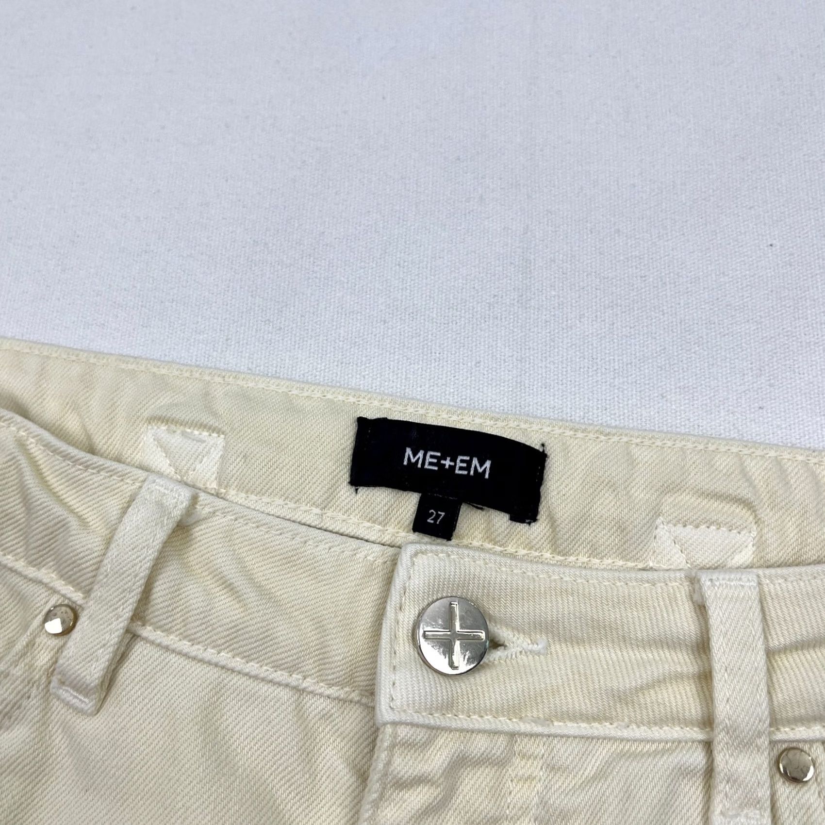 ME+EM ME+EM Pants Womens 27 W27 I28 Straight Leg White Cream Buckle Back High Rise Jeans Trousers Casual Workwear Size 27" / US 4 / IT 40 - 4 Thumbnail