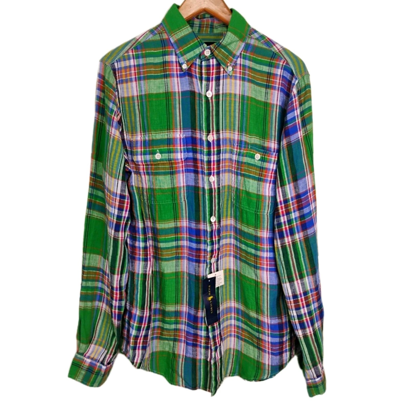 Polo Ralph Lauren Polo Ralph Lauren Button-Up Shirt Multicolor Linen Classic Fit Mens S Small Button Down Collared Long Sleeve Casual Travel 100% Linen Size US S / EU 44-46 / 1 - 2 Thumbnail
