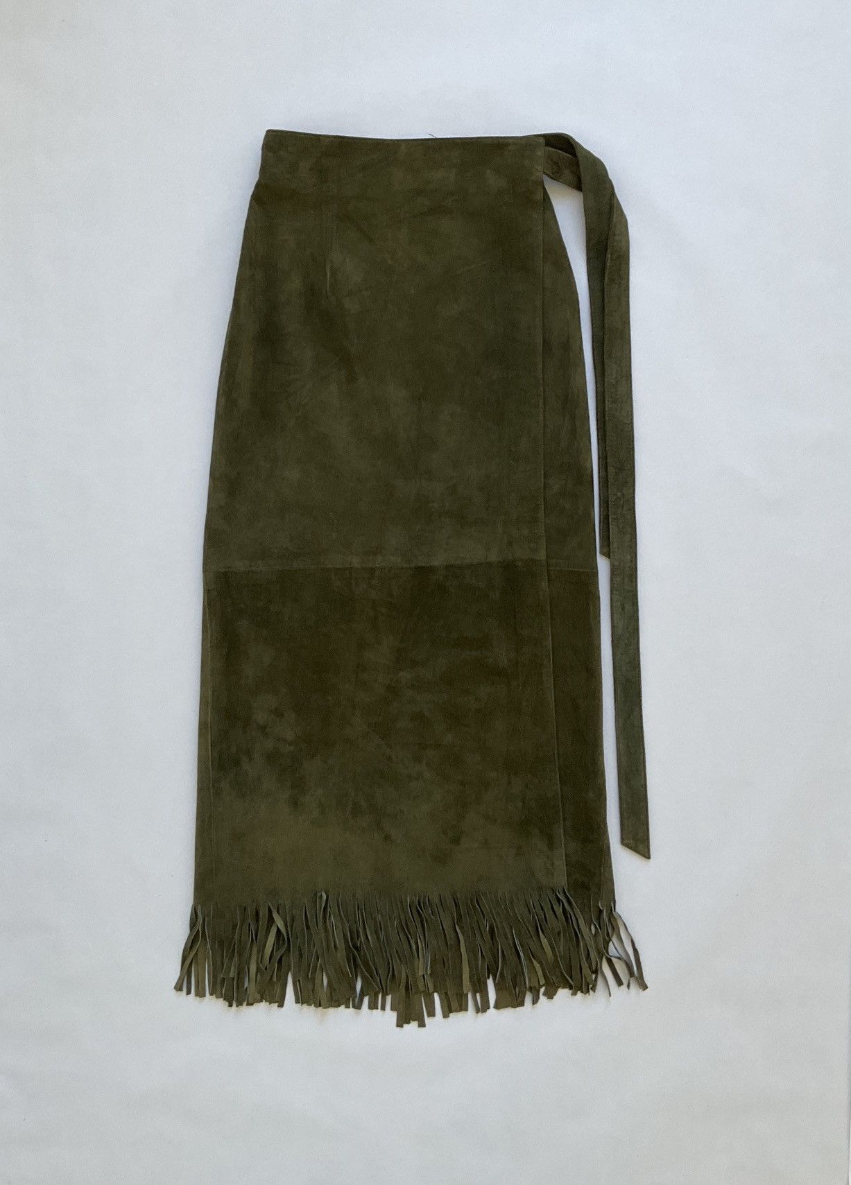 Vintage Suede wrap skirt with bangs Size 26" / US 2 / IT 38 - 1 Thumbnail