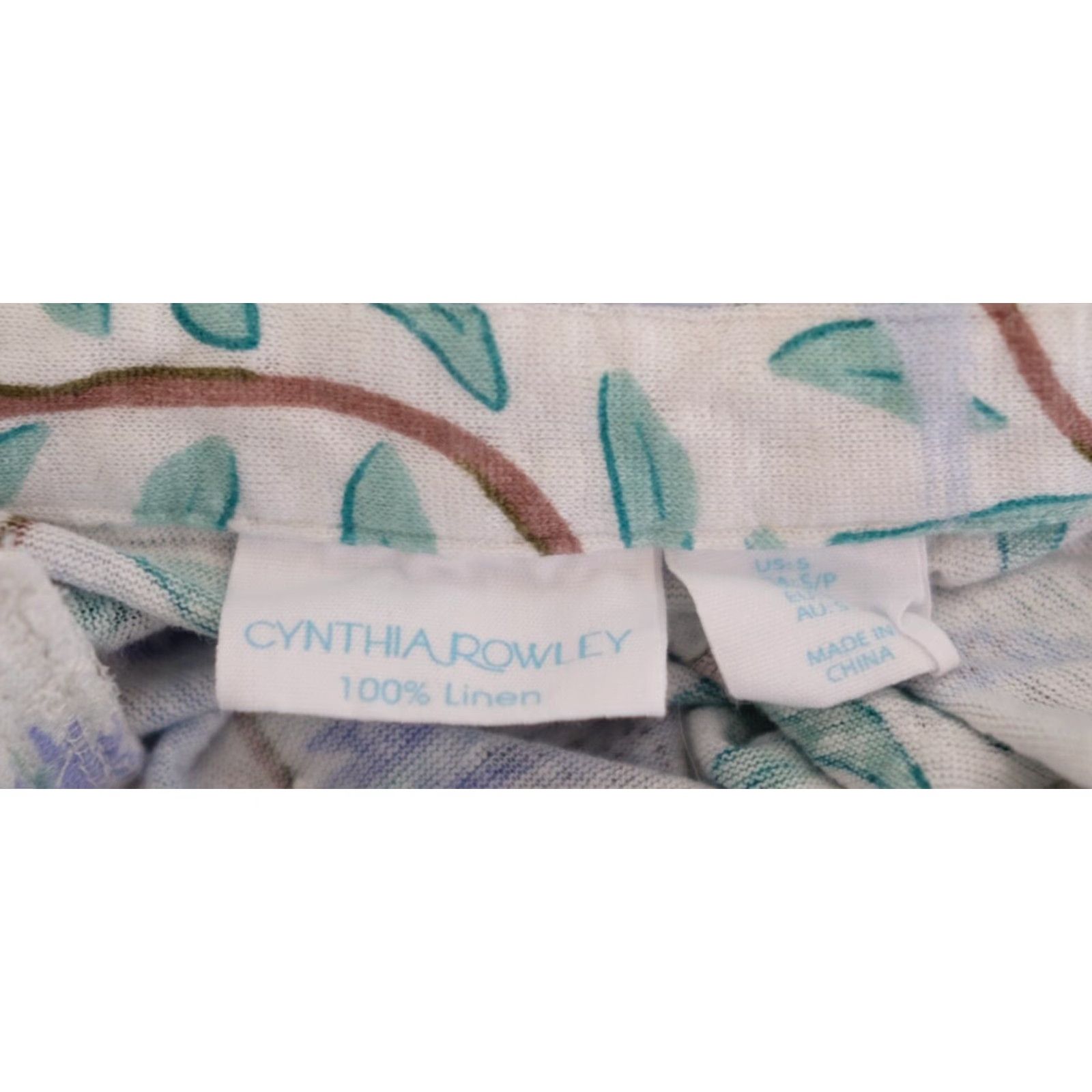 Vintage Nwot! Cynthia Rowley Top White/Green Leaves/Bird Print 100% Linen Size S Size S / US 4 / IT 40 - 7 Thumbnail