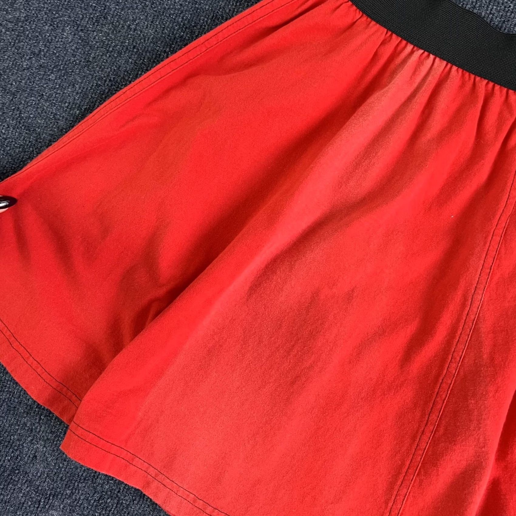 Vintage VINTAGE River Stone Skirt Womens Medium Red Cotton Skater Mini Elastic Waist Size 32" / US 10 / IT 46 - 2 Thumbnail