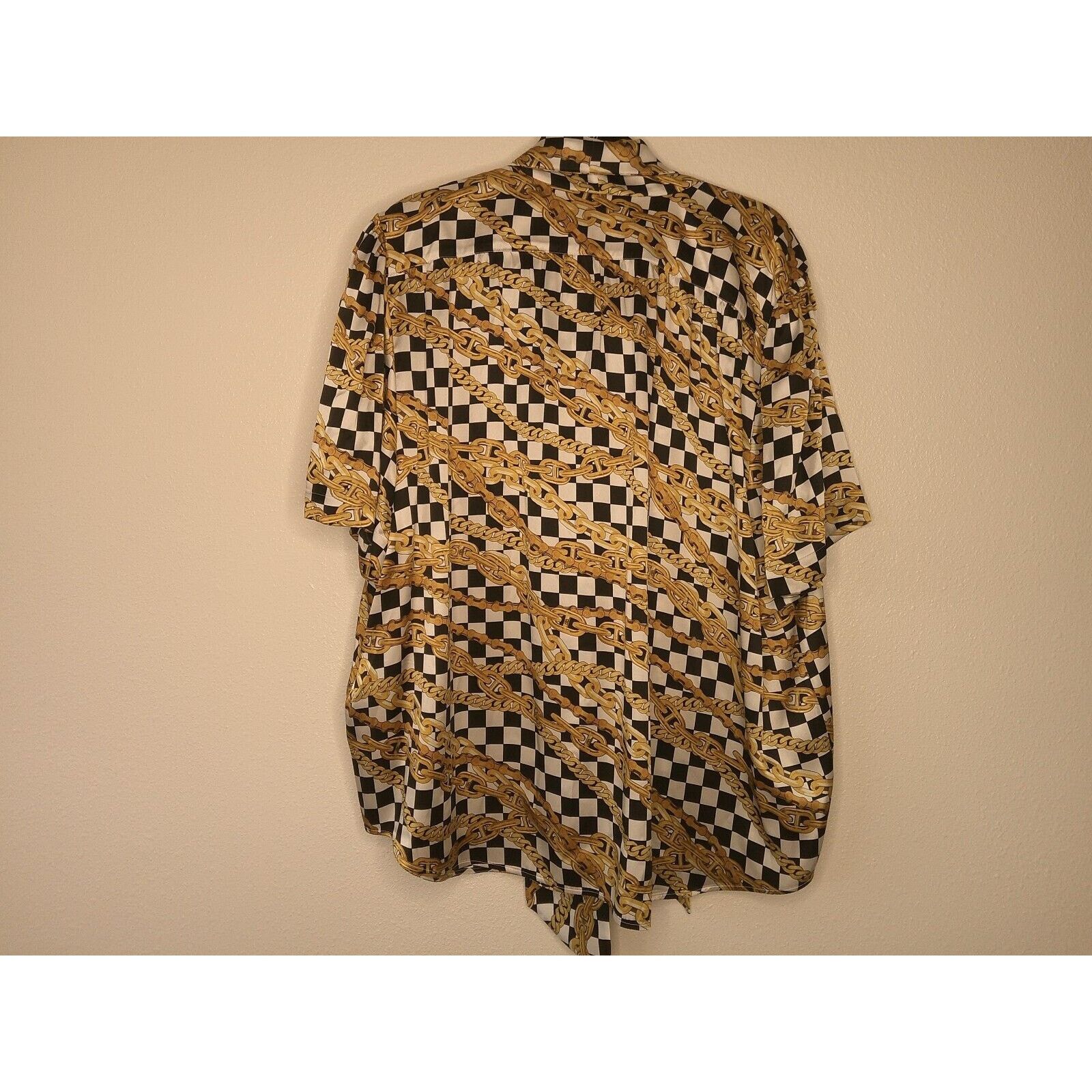 Balenciaga Balenciaga Black Gold Chain Print Short Sleeve Tie Blouse 40 Size S / US 4 / IT 40 - 9 Thumbnail