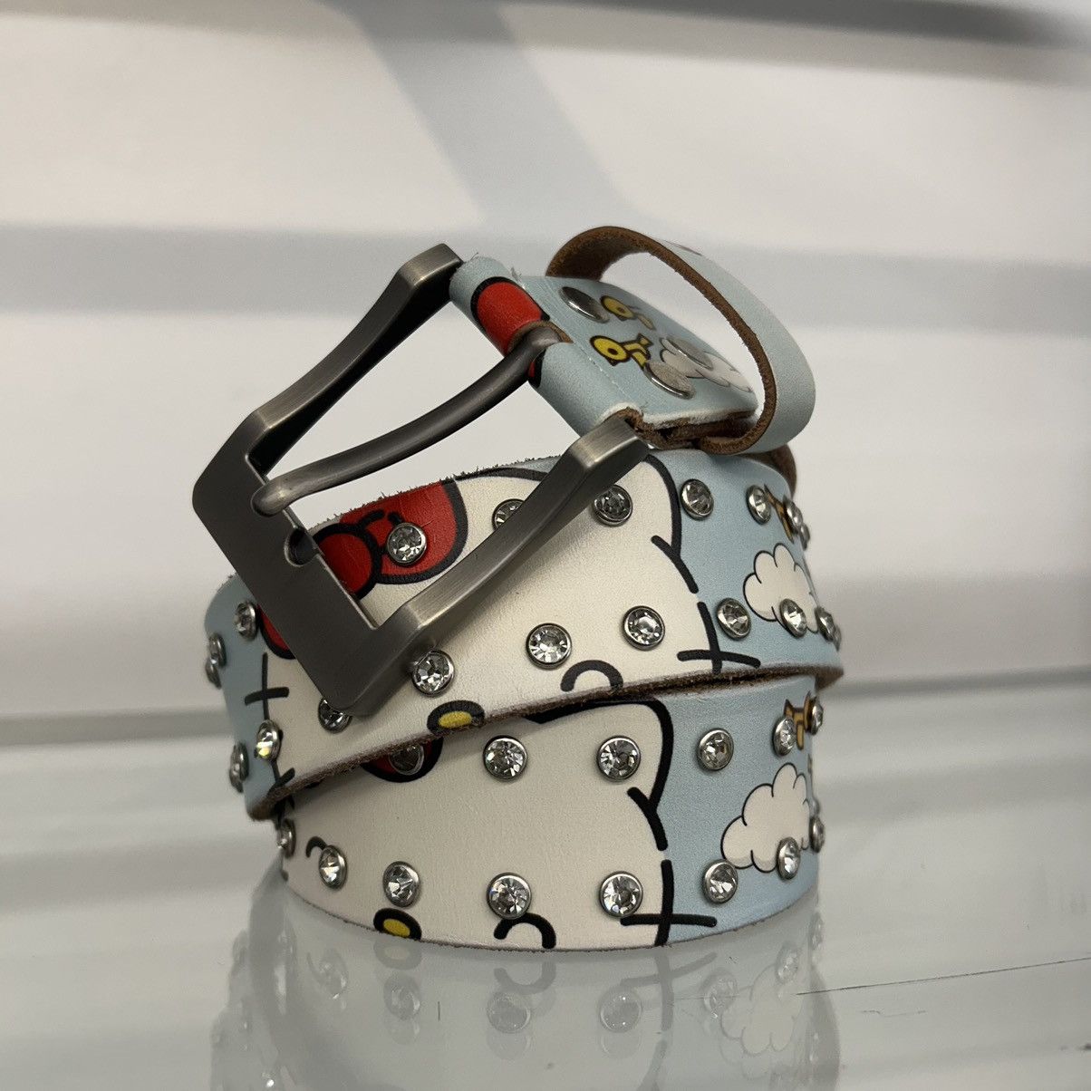 Ed Hardy Leo Ryder “Kitty” Print rhinestone leather belt Size ONE SIZE - 2 Preview