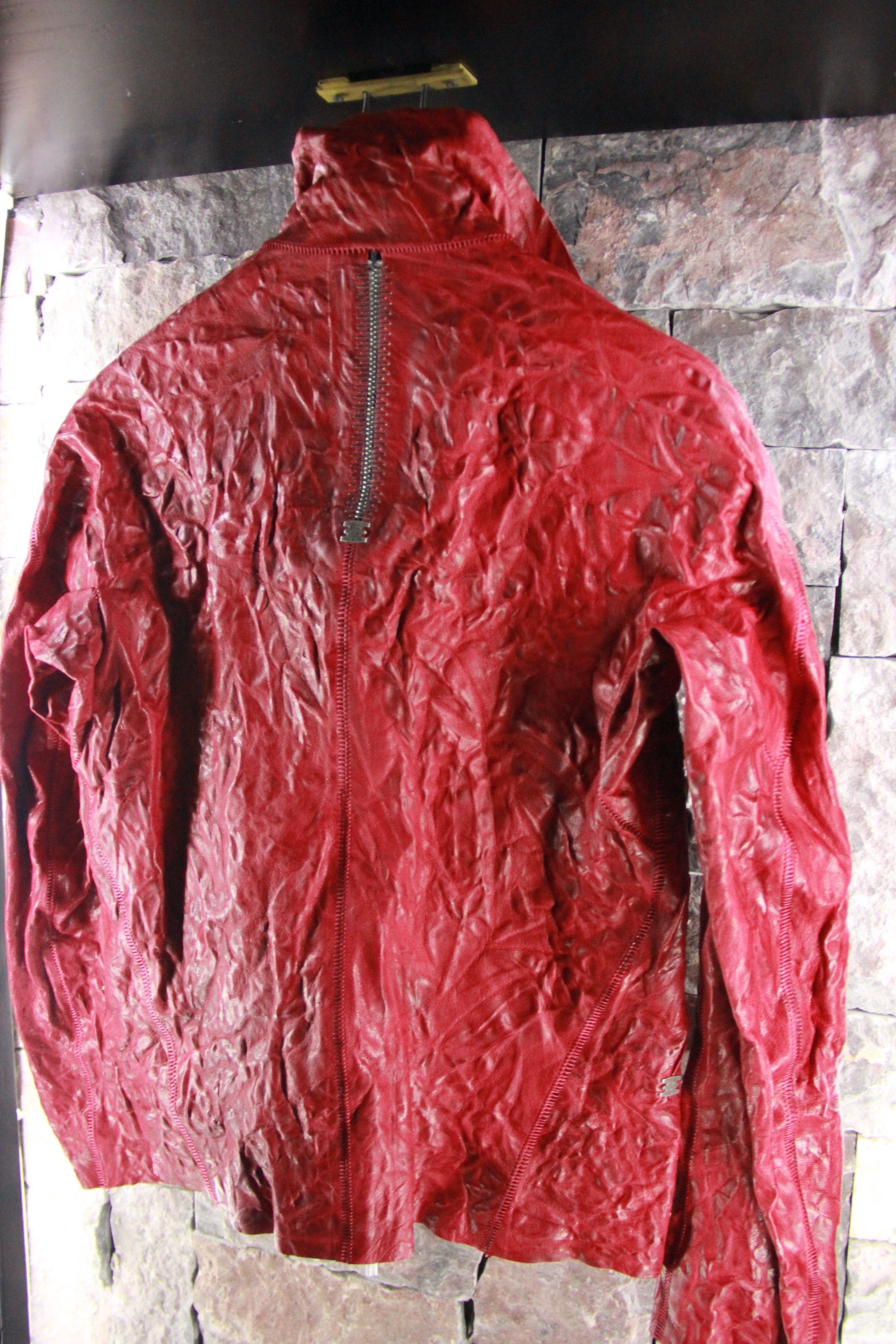 Isaac Sellam Experience Rick Owens Burgundy Half-Spine Leather Jacket Size US XL / EU 56 / 4 - 8 Thumbnail