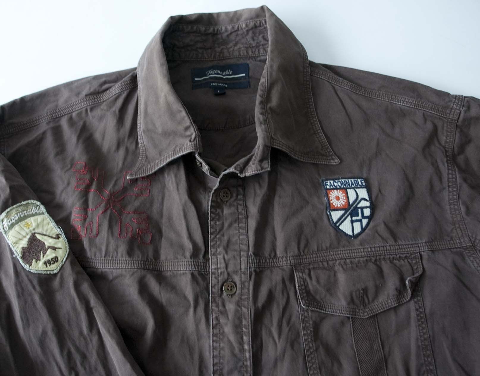 Faconnable Faconnable Shirt Facoclub Patches Size L Plaid Brown Size US L / EU 52-54 / 3 - 2 Thumbnail