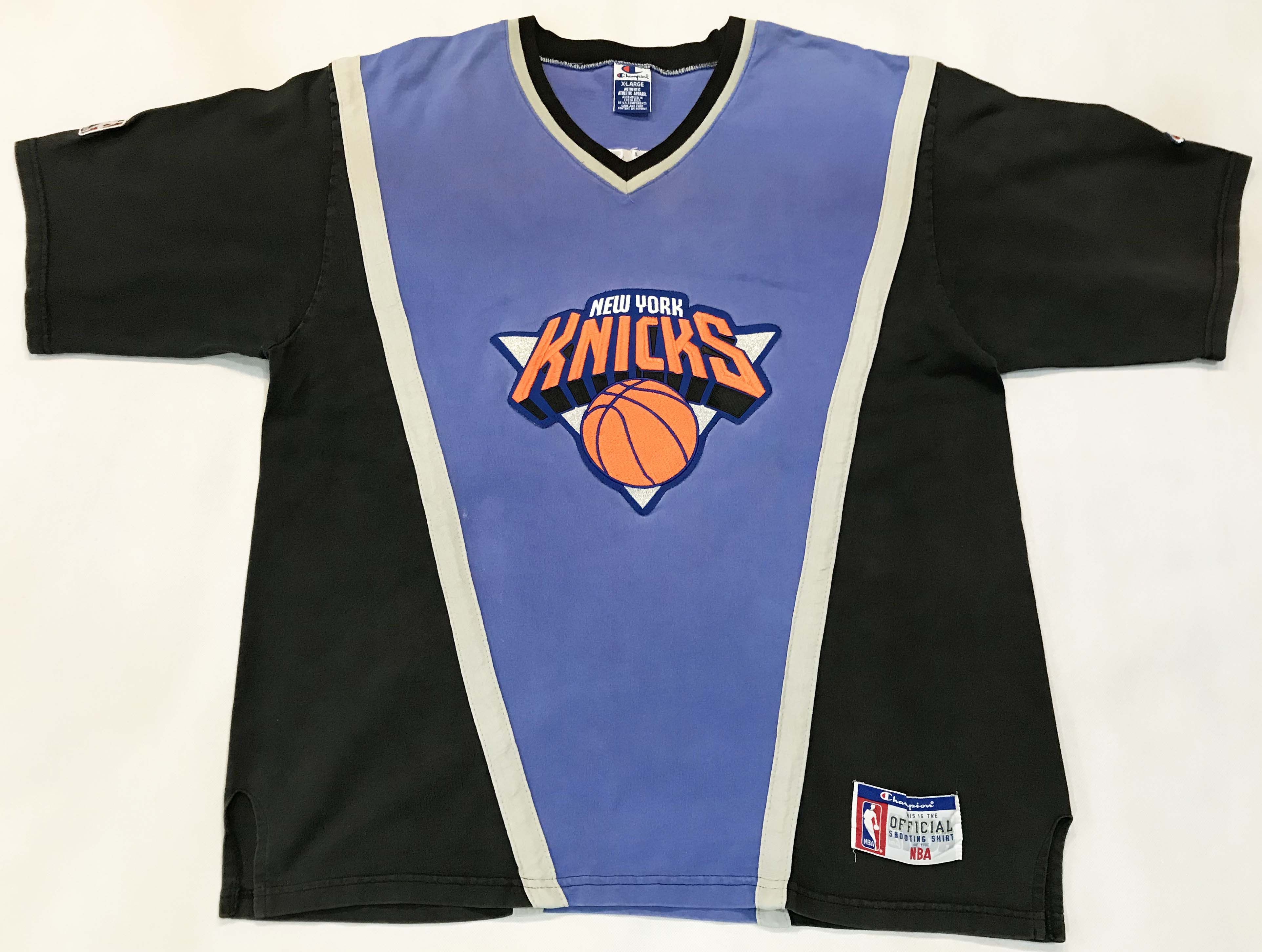 image of Champion Nba New York Knicks Official Shooting Shirt in Blue, Men's (Size XL)