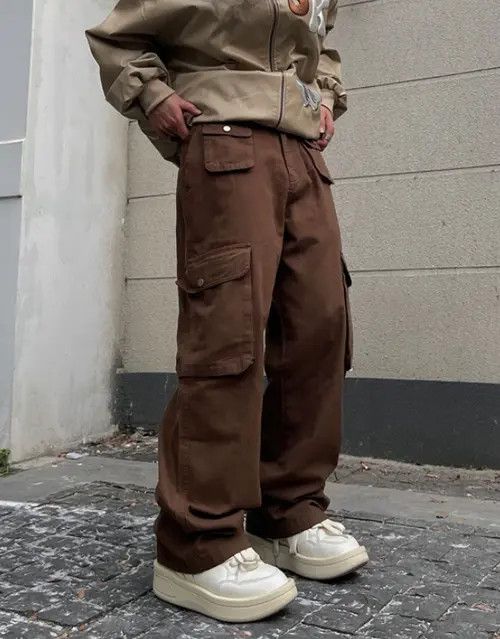 image of Vintage Cargo Pants Brown- Korean Streetwear Style Pants, Men's (Size 32)