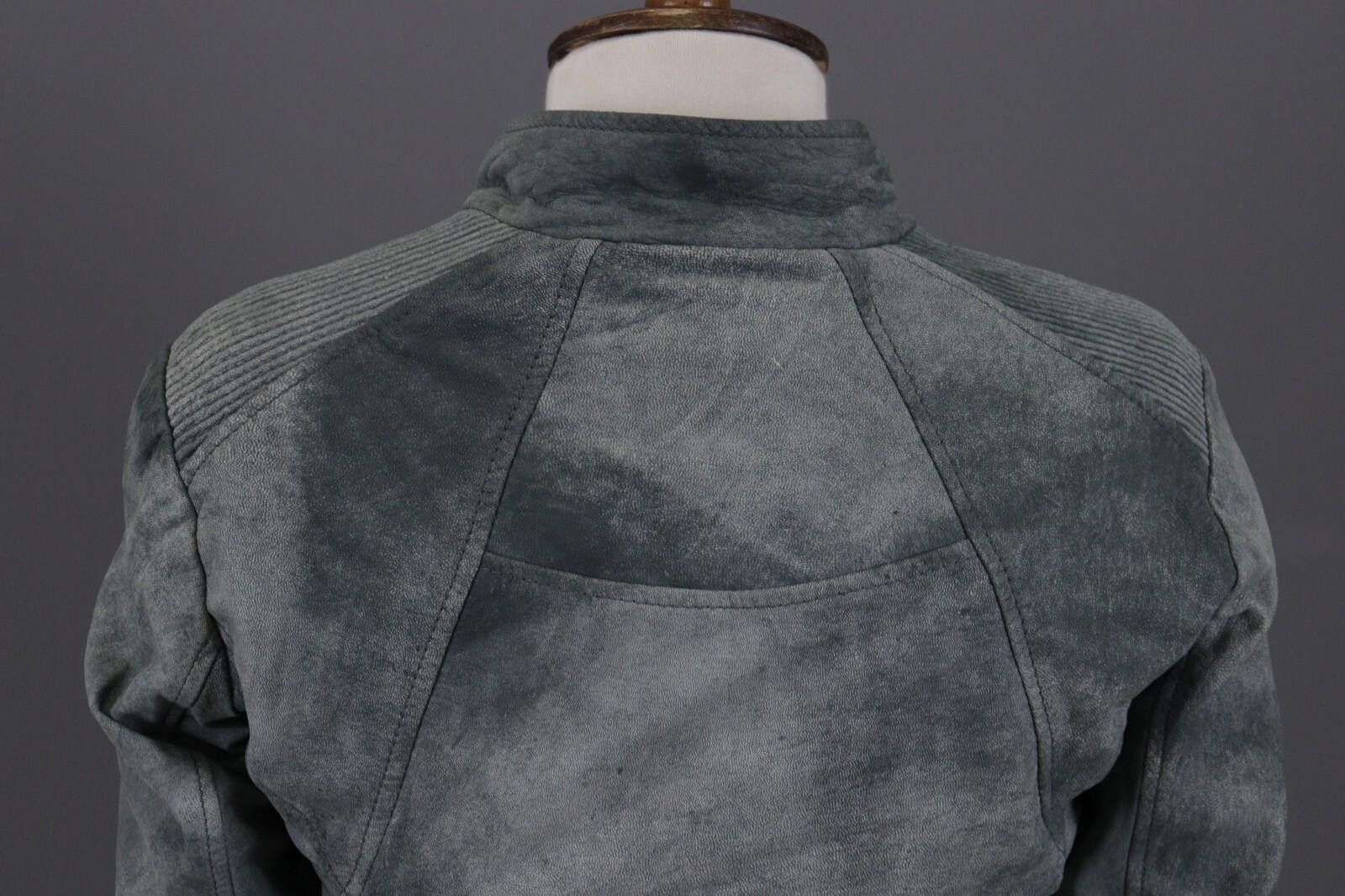 Hugo Boss Hugo Boss Gray Leather Designer Full Zip Biker Jacket Size M / US 6-8 / IT 42-44 - 10 Thumbnail