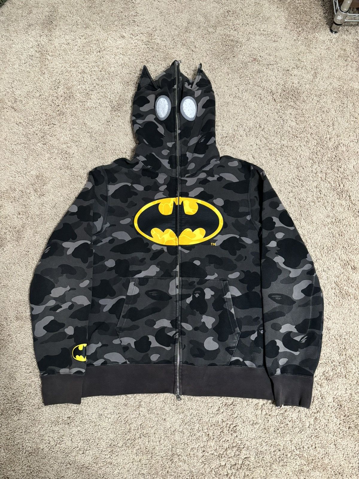 Bape A Bathing Ape DC Batman Color Camo Full Zip Hoodie Black Grailed